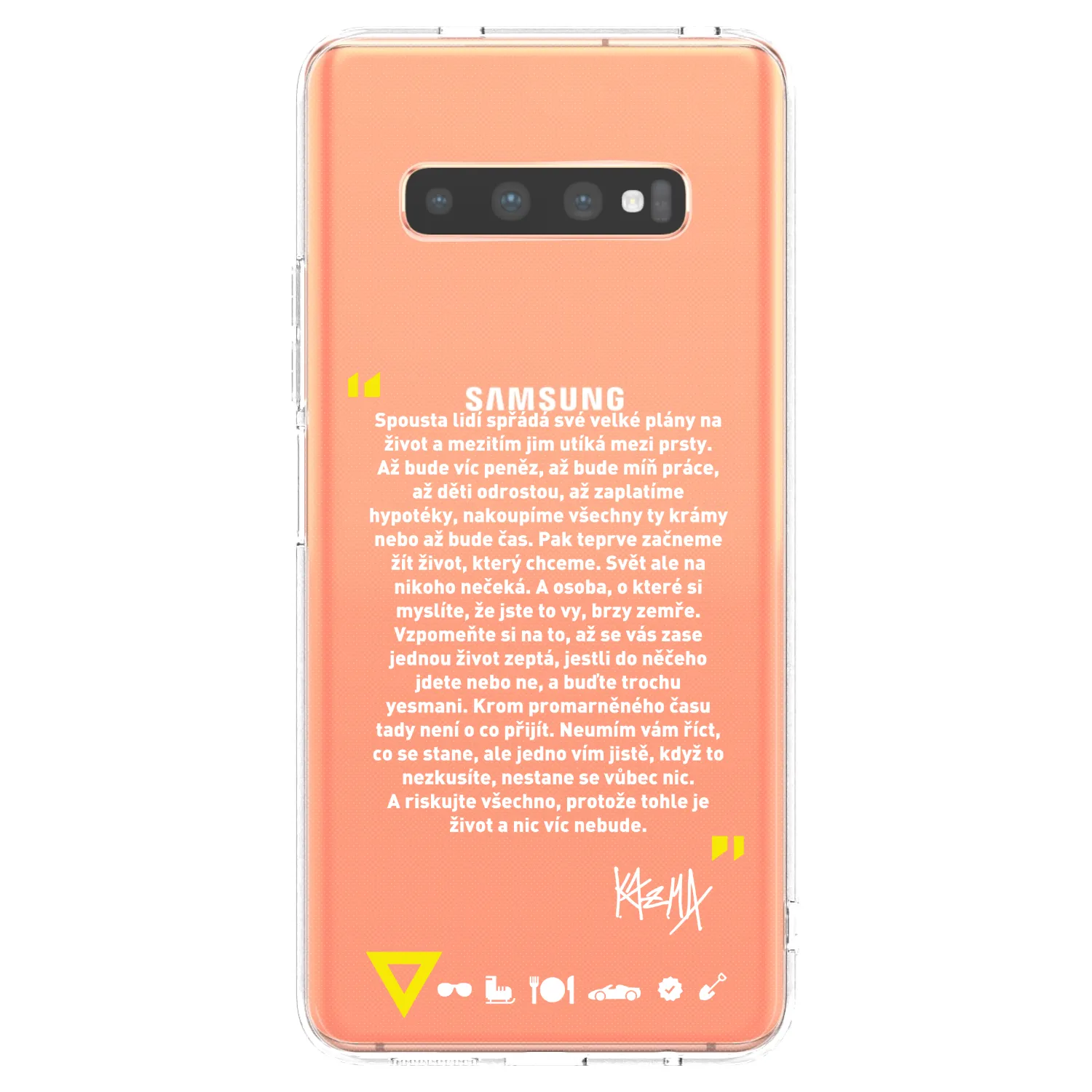 Picasee silikónový prehľadný obal pre Samsung Galaxy S10 Plus G975 - Kazma - BUĎTE TROCHU YESMANI