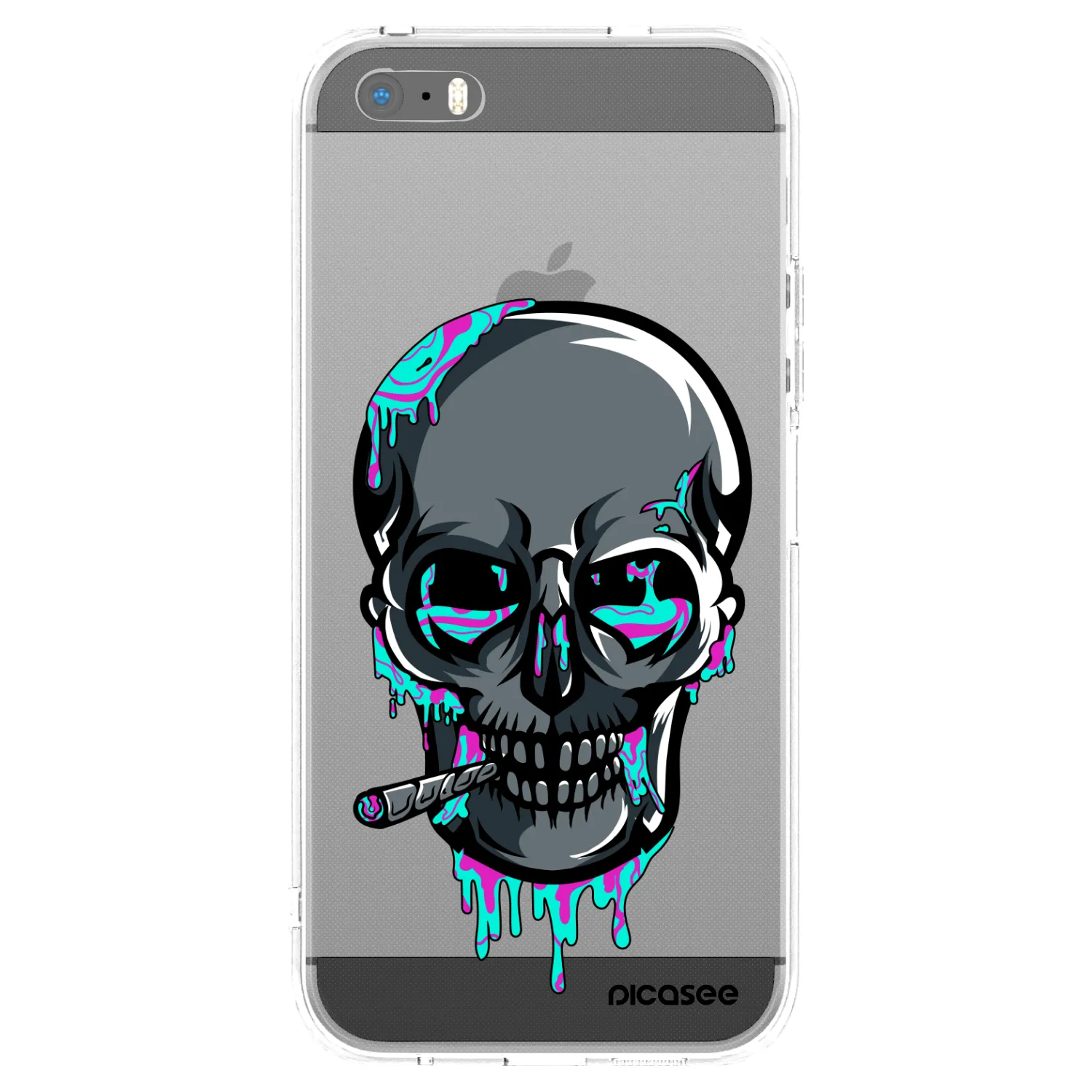 Picasee silikónový prehľadný obal pre Apple iPhone 5/5S/SE - EARTH - Lebka 3.0