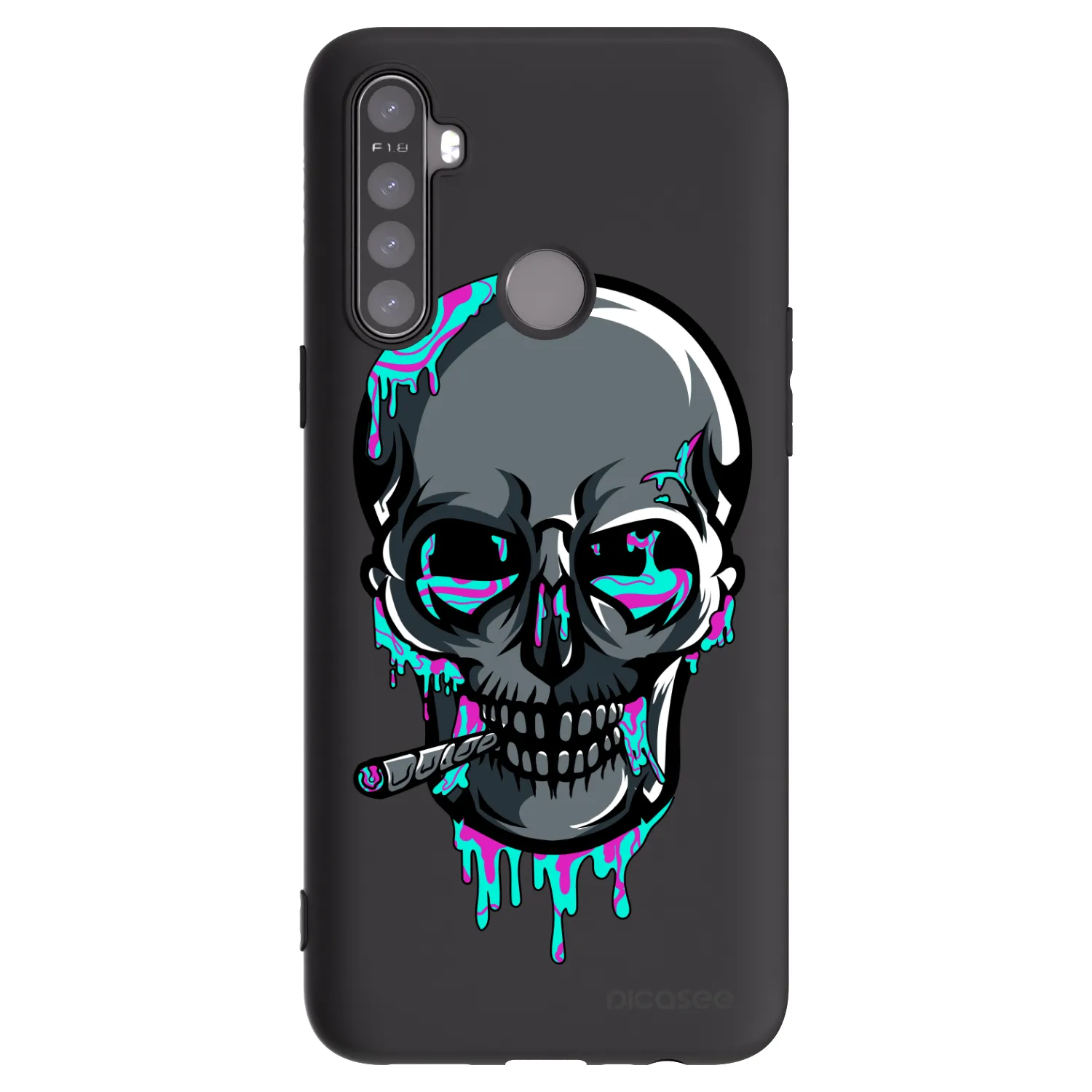 Picasee silikónový čierny obal pre Realme 6i - EARTH - Lebka 3.0