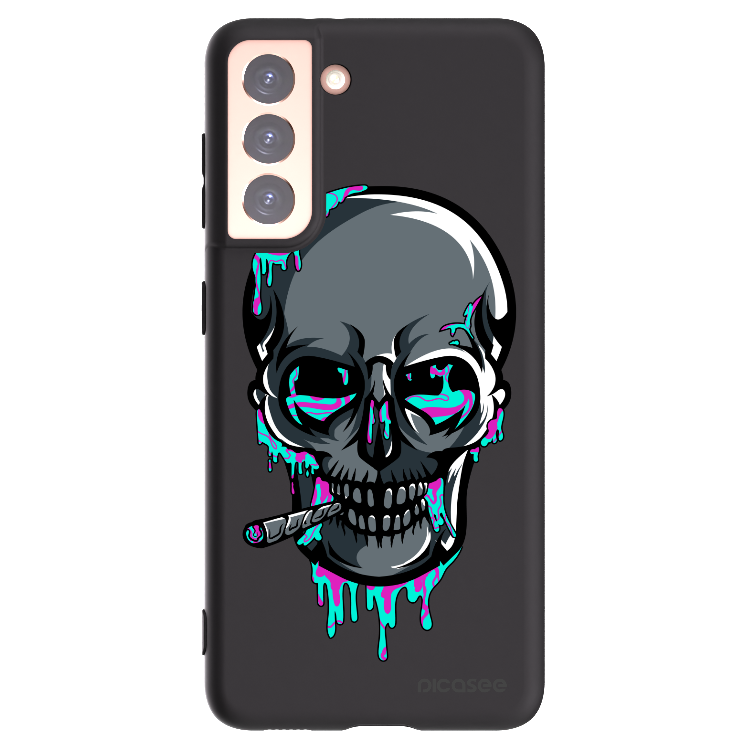 Silikónový čierny obal pre Samsung Galaxy S21 5G G991B - EARTH - Lebka 3.0