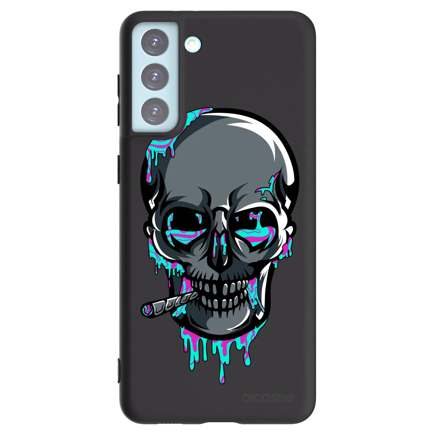 Picasee silikónový čierny obal pre Samsung Galaxy S21+ 5G G996F - EARTH - Lebka 3.0