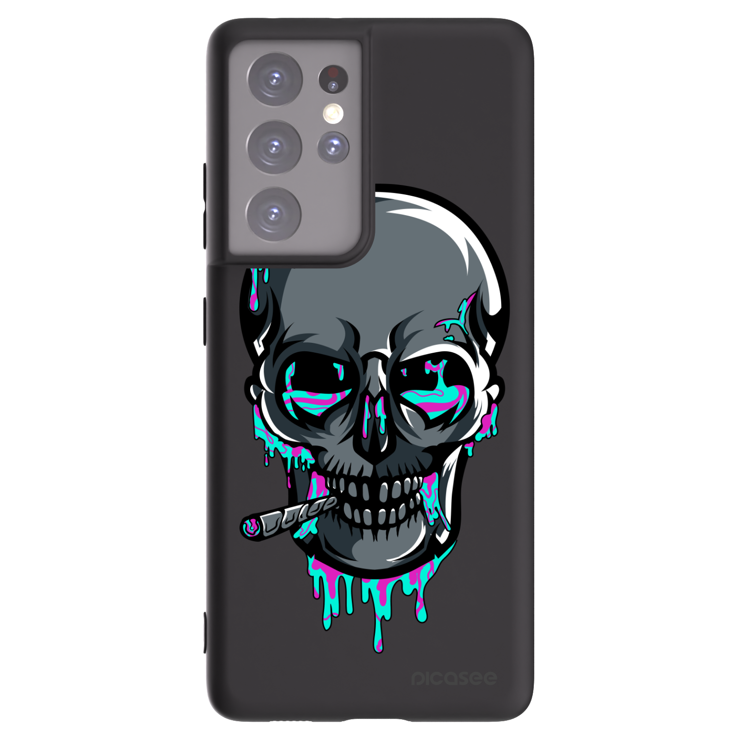 Picasee silikónový čierny obal pre Samsung Galaxy S21 Ultra 5G G998B - EARTH - Lebka 3.0
