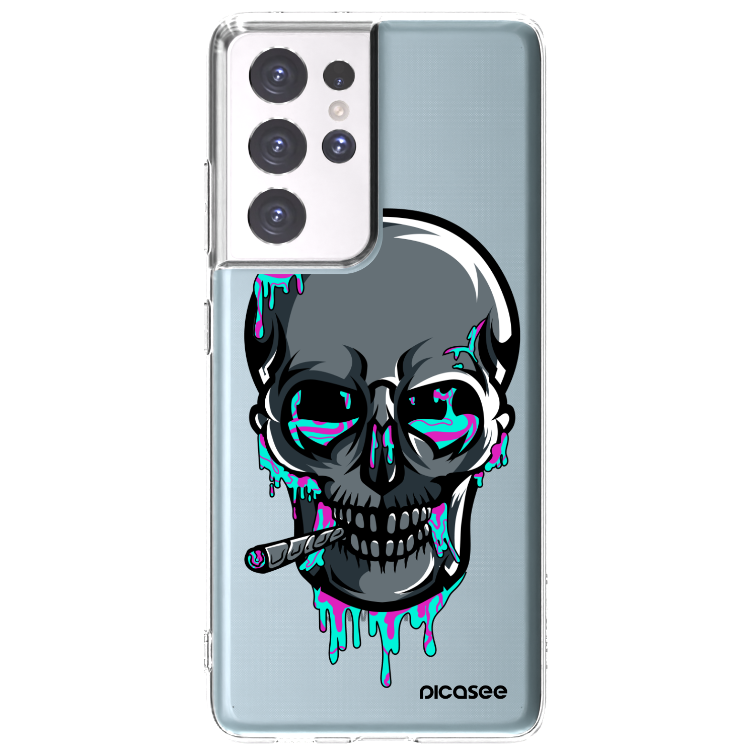 Picasee silikónový prehľadný obal pre Samsung Galaxy S21 Ultra 5G G998B - EARTH - Lebka 3.0