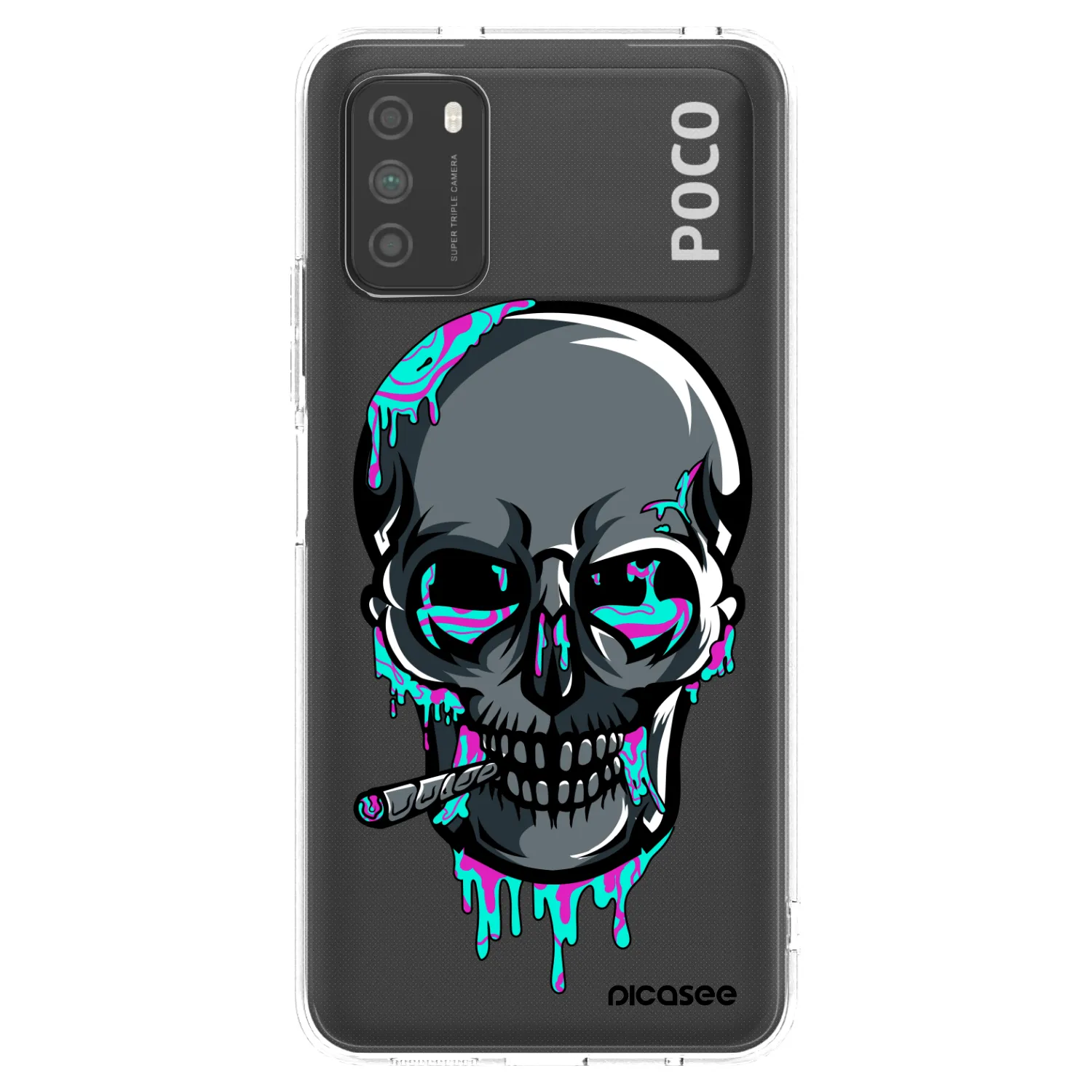 Picasee silikónový prehľadný obal pre Xiaomi Poco M3 - EARTH - Lebka 3.0