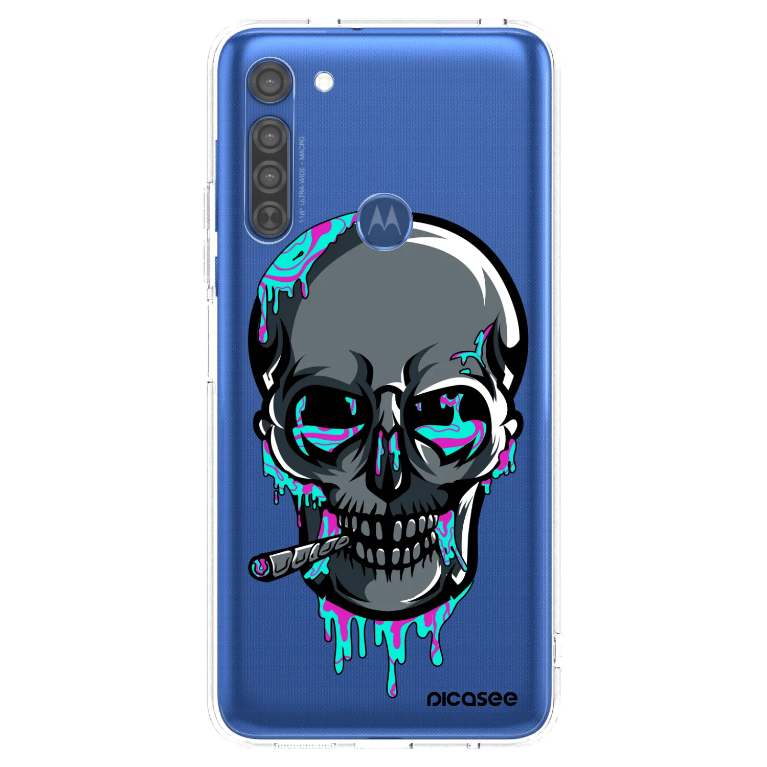 Picasee silikónový prehľadný obal pre Motorola Moto G8 - EARTH - Lebka 3.0