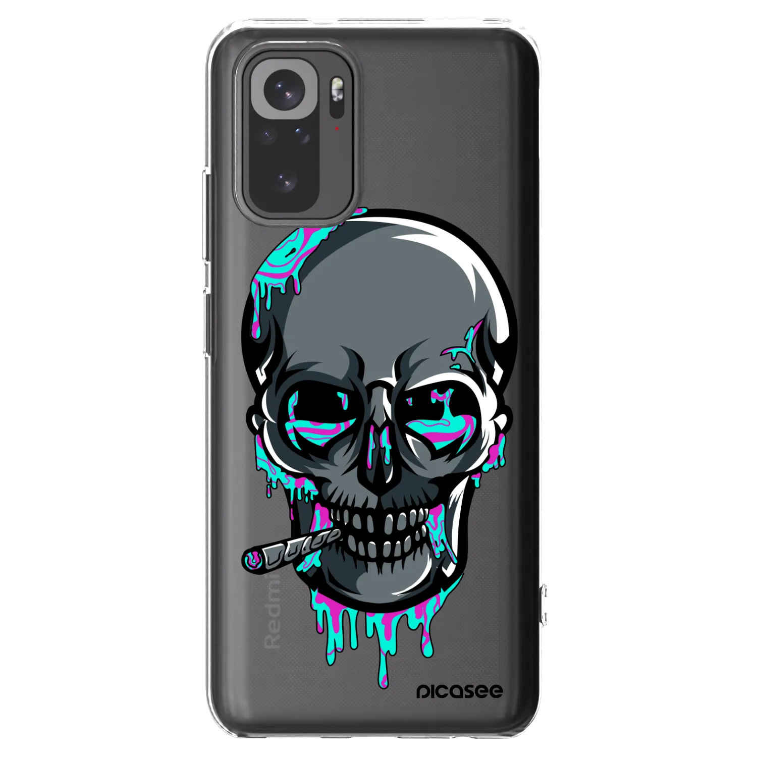 Picasee silikónový prehľadný obal pre Xiaomi Redmi Note 10 - EARTH - Lebka 3.0