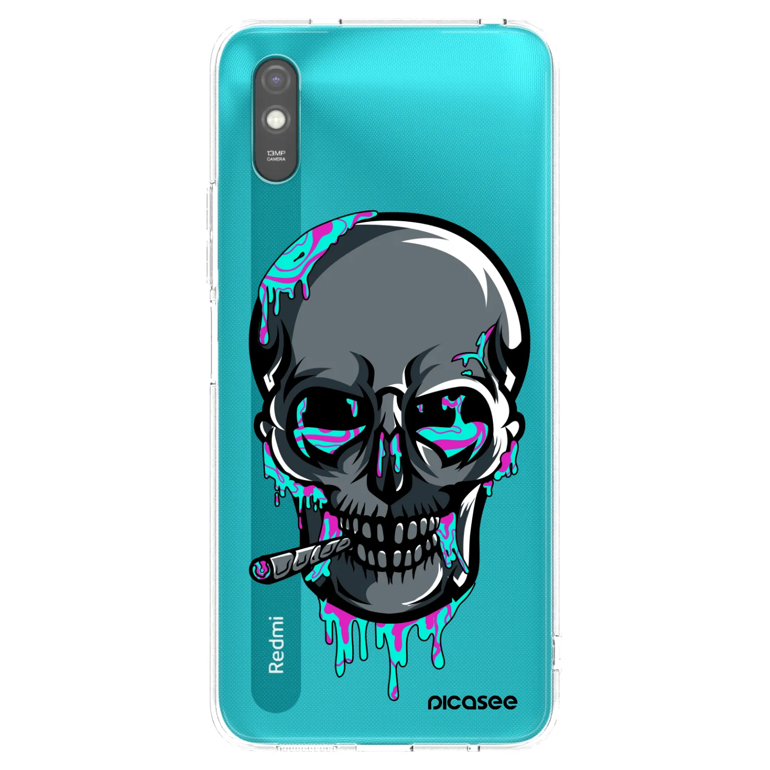 Picasee silikónový prehľadný obal pre Xiaomi Redmi 9AT - EARTH - Lebka 3.0