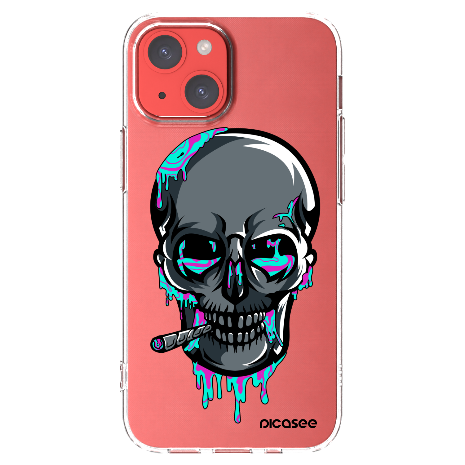Picasee silikónový prehľadný obal pre Apple iPhone 13 mini - EARTH - Lebka 3.0