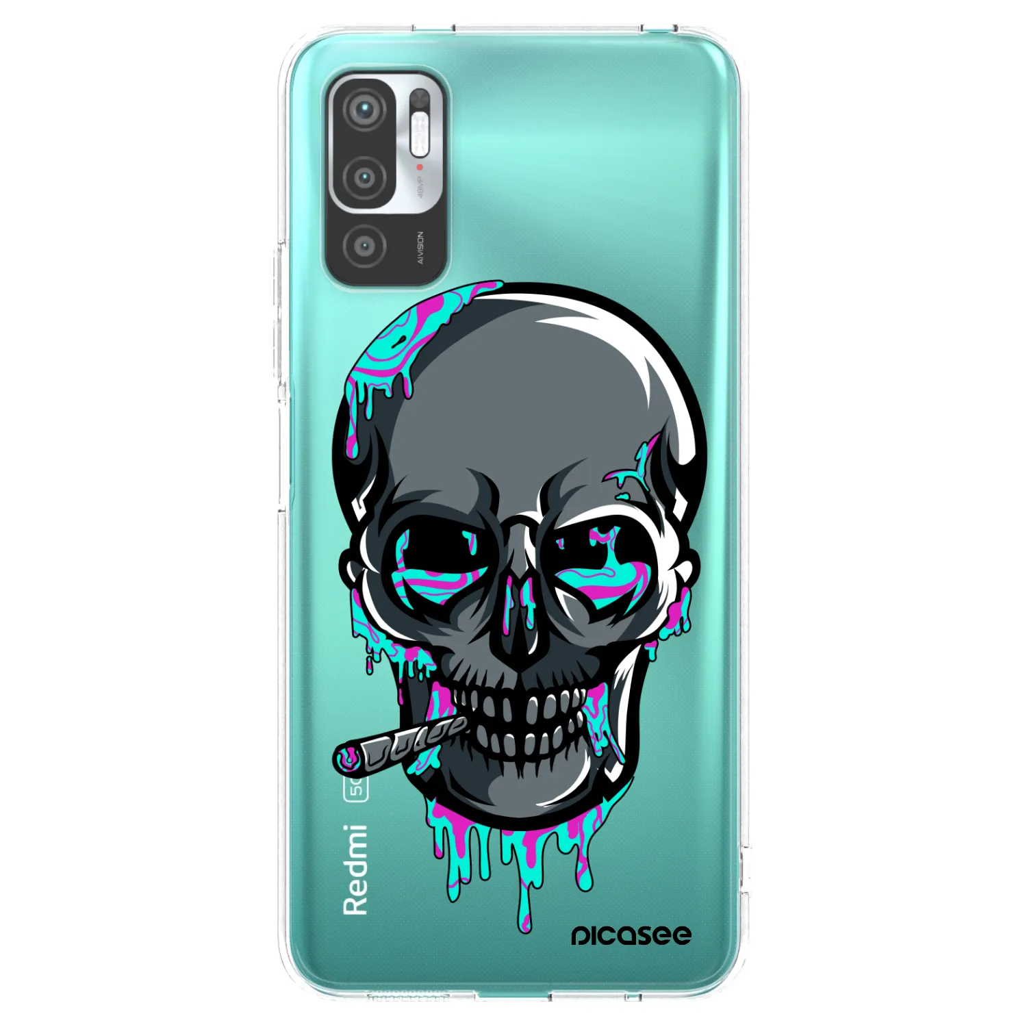Picasee silikónový prehľadný obal pre Xiaomi Redmi Note 10 5G - EARTH - Lebka 3.0