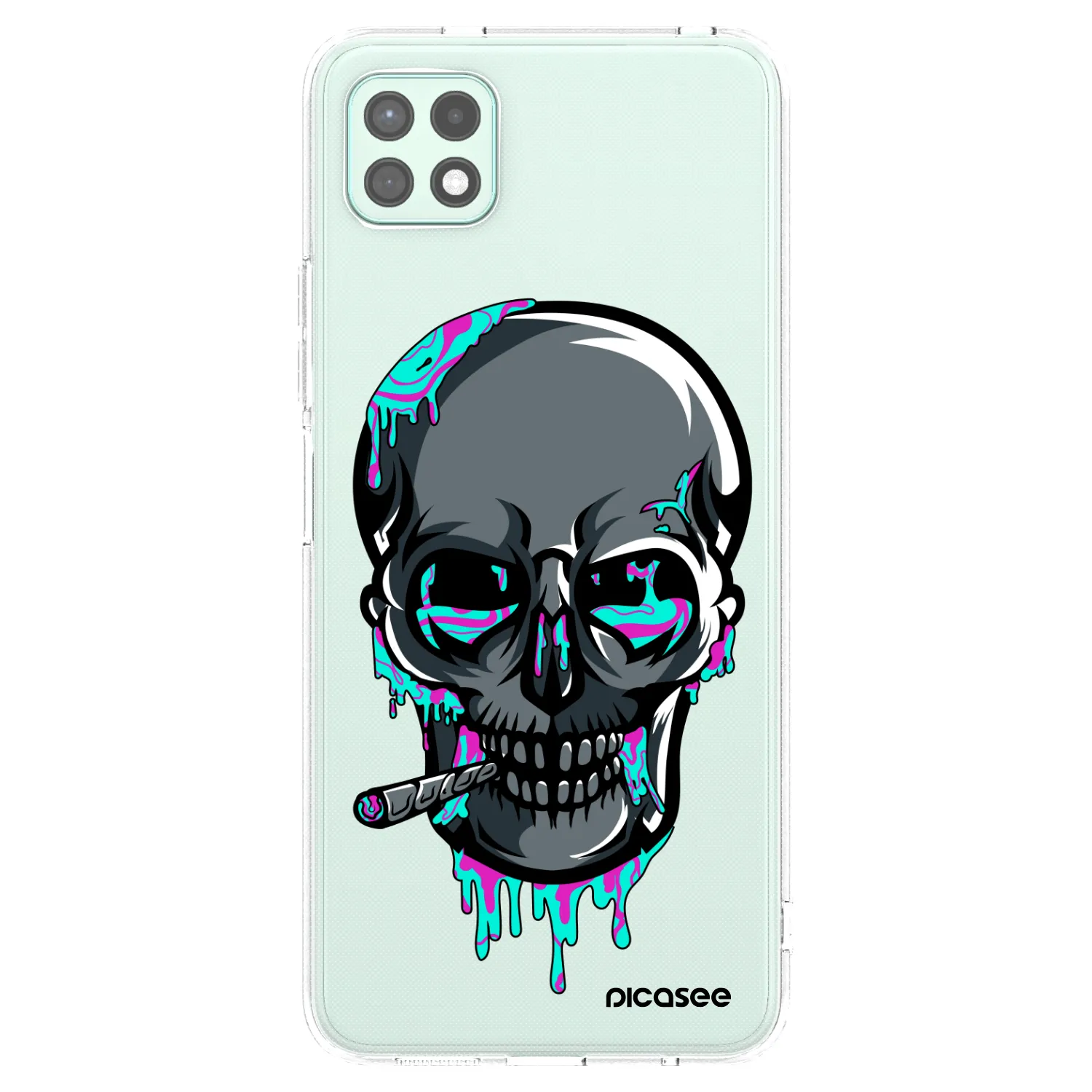 Picasee silikónový prehľadný obal pre Samsung Galaxy A22 A226B 5G - EARTH - Lebka 3.0