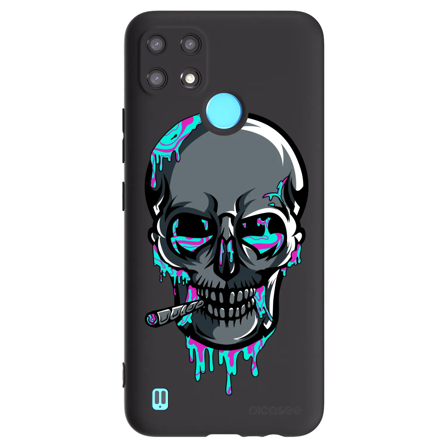 Picasee silikónový čierny obal pre Realme C21 - EARTH - Lebka 3.0
