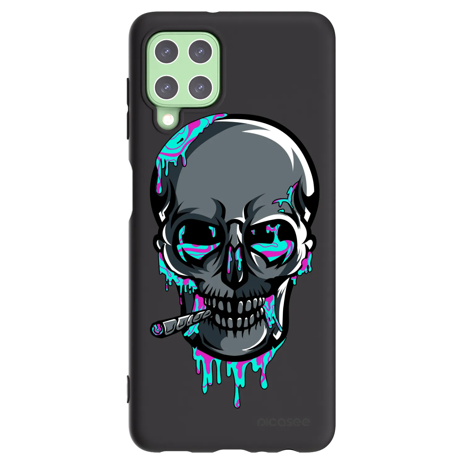 Picasee silikónový čierny obal pre Samsung Galaxy A22 A225F 4G - EARTH - Lebka 3.0