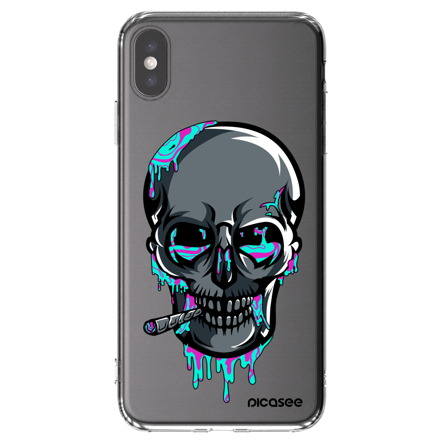 Silikónový prehľadný obal pre Apple iPhone XS Max - EARTH - Lebka 3.0