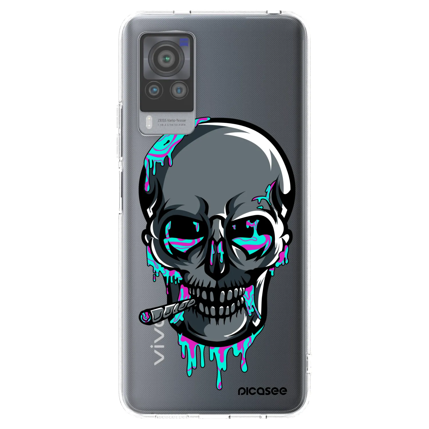 Picasee silikónový prehľadný obal pre Vivo X60 Pro 5G - EARTH - Lebka 3.0