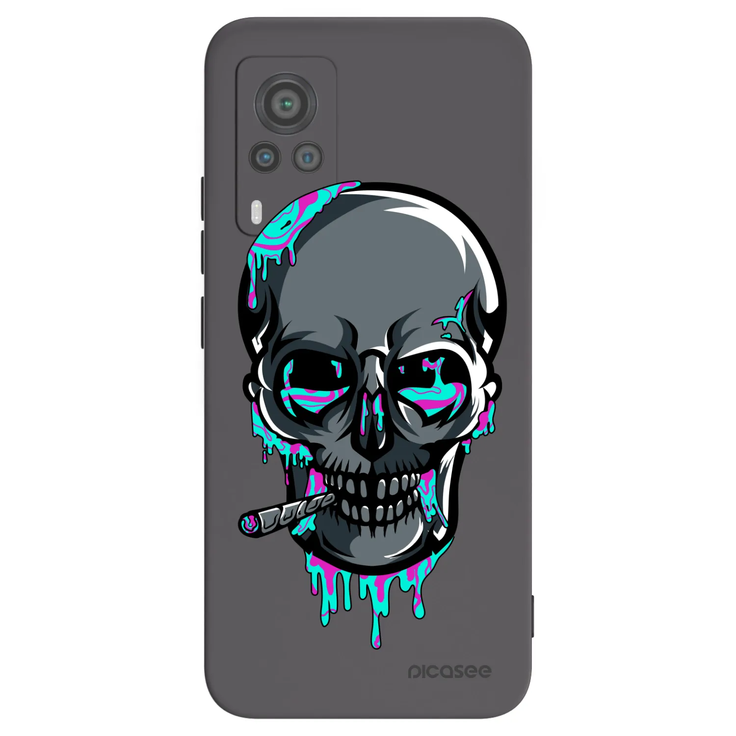 Picasee silikónový čierny obal pre Vivo X60 Pro 5G - EARTH - Lebka 3.0