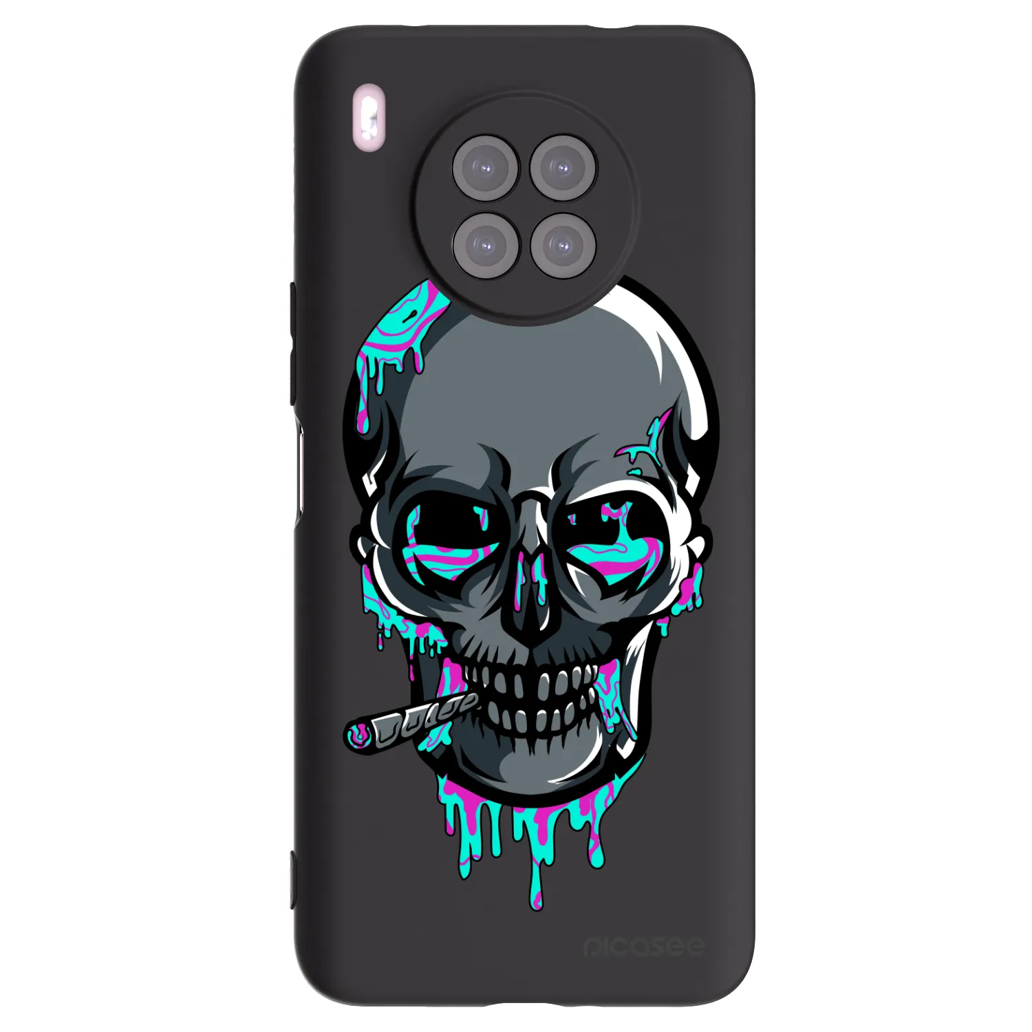 Picasee silikónový čierny obal pre Huawei Nova 8i - EARTH - Lebka 3.0