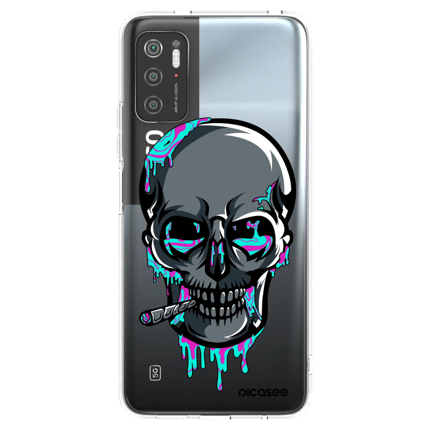 Picasee silikónový prehľadný obal pre Xiaomi Poco M3 Pro 5G - EARTH - Lebka 3.0