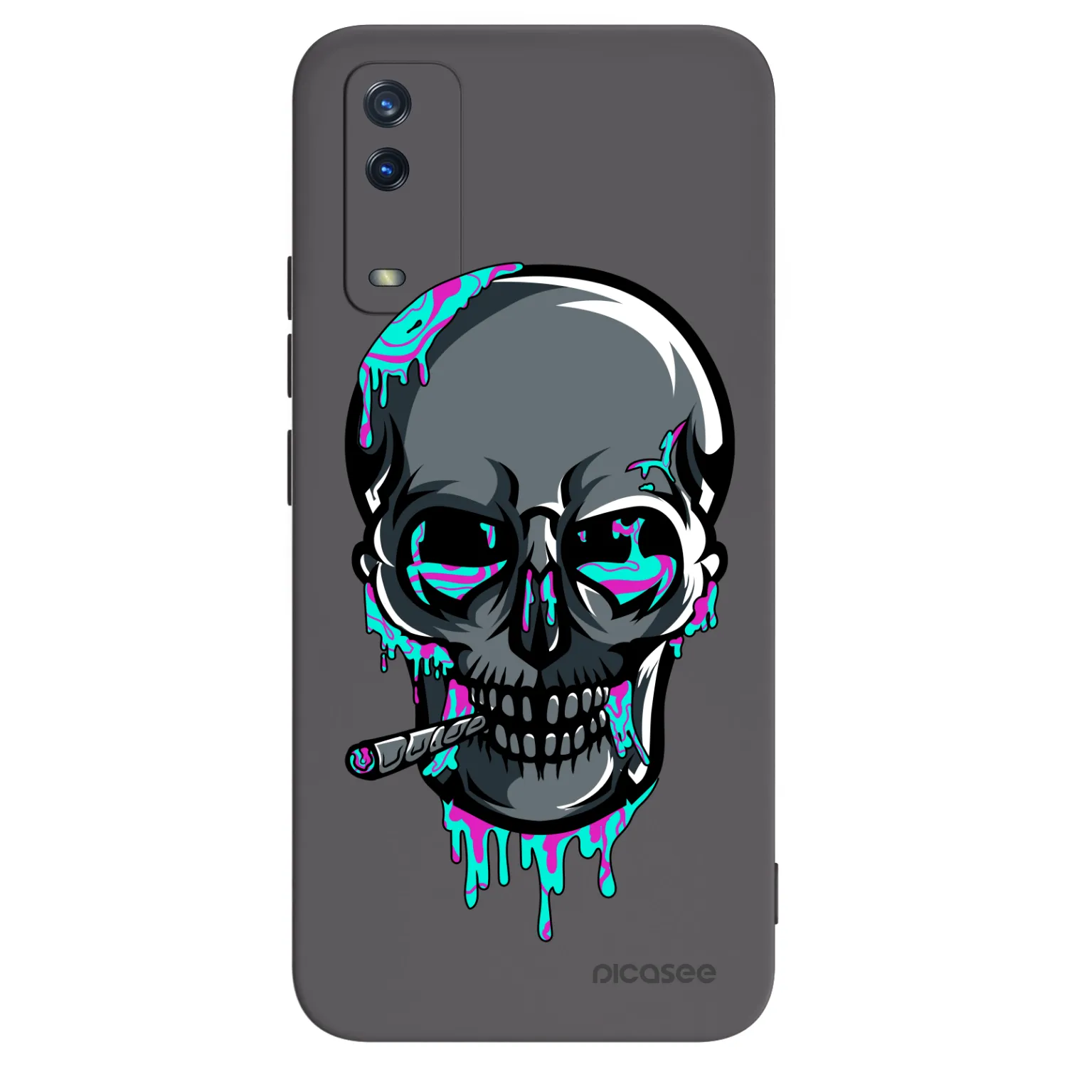 Picasee silikónový čierny obal pre Vivo Y11s - EARTH - Lebka 3.0