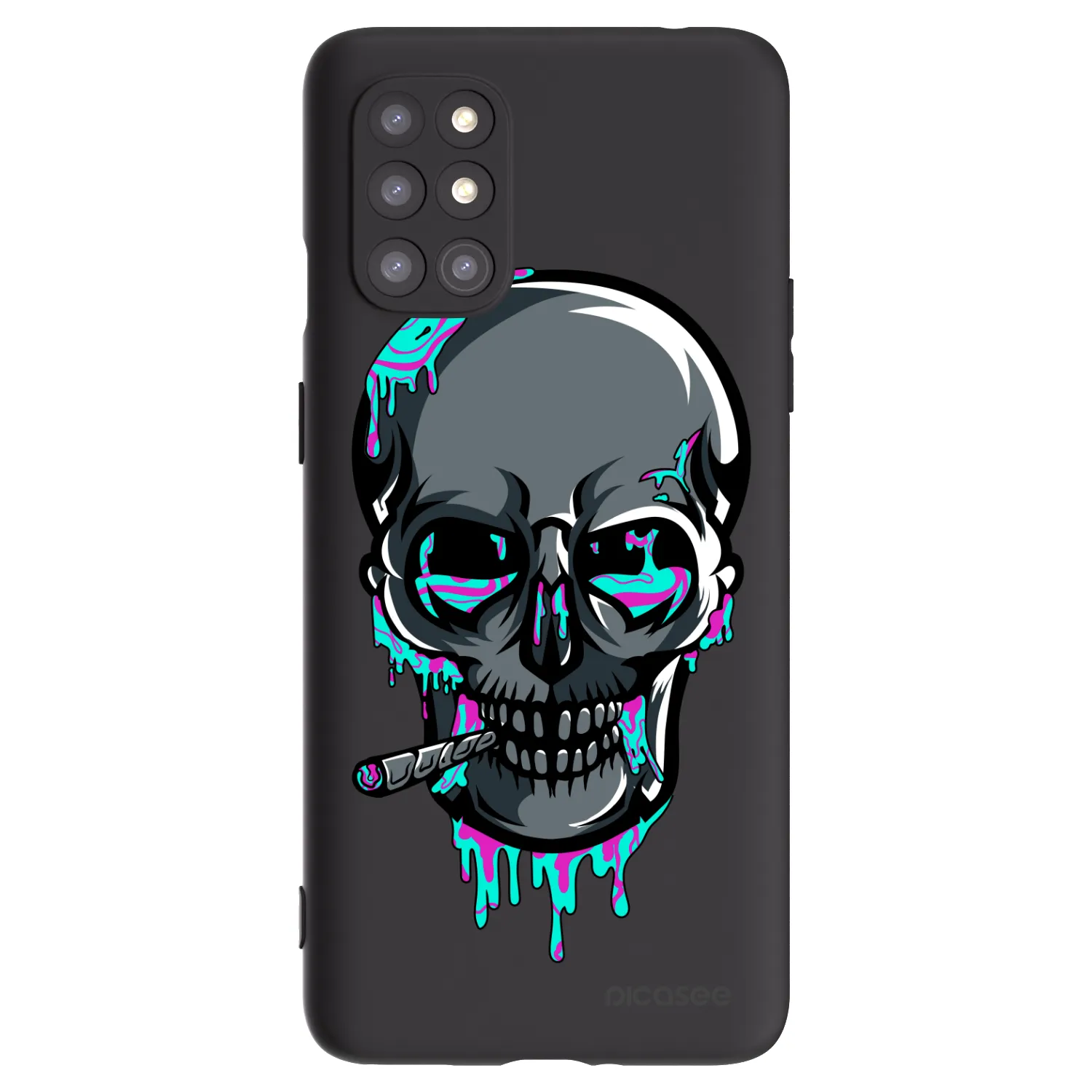 Picasee silikónový čierny obal pre OnePlus 8T - EARTH - Lebka 3.0