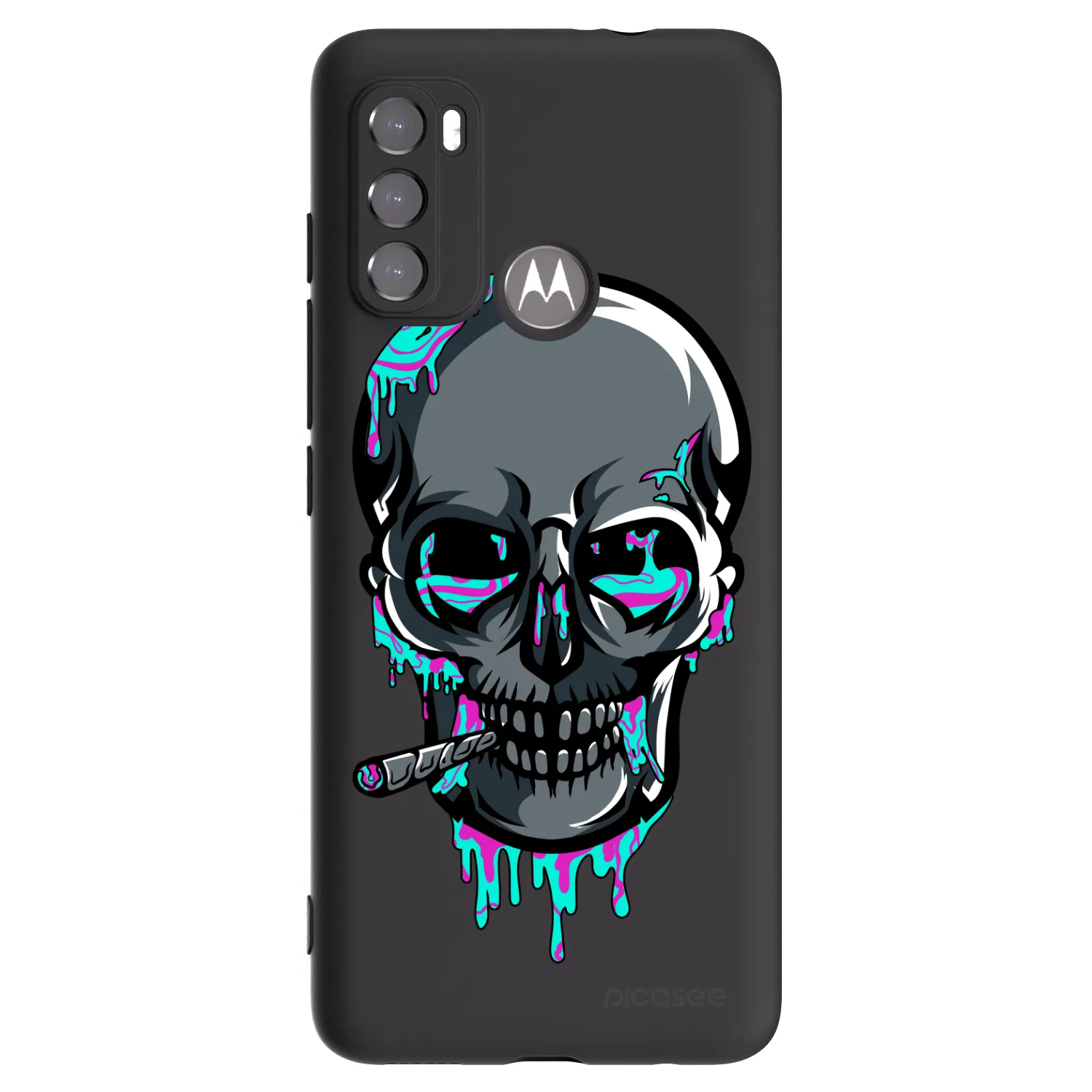 Picasee silikónový čierny obal pre Motorola Moto G60 - EARTH - Lebka 3.0