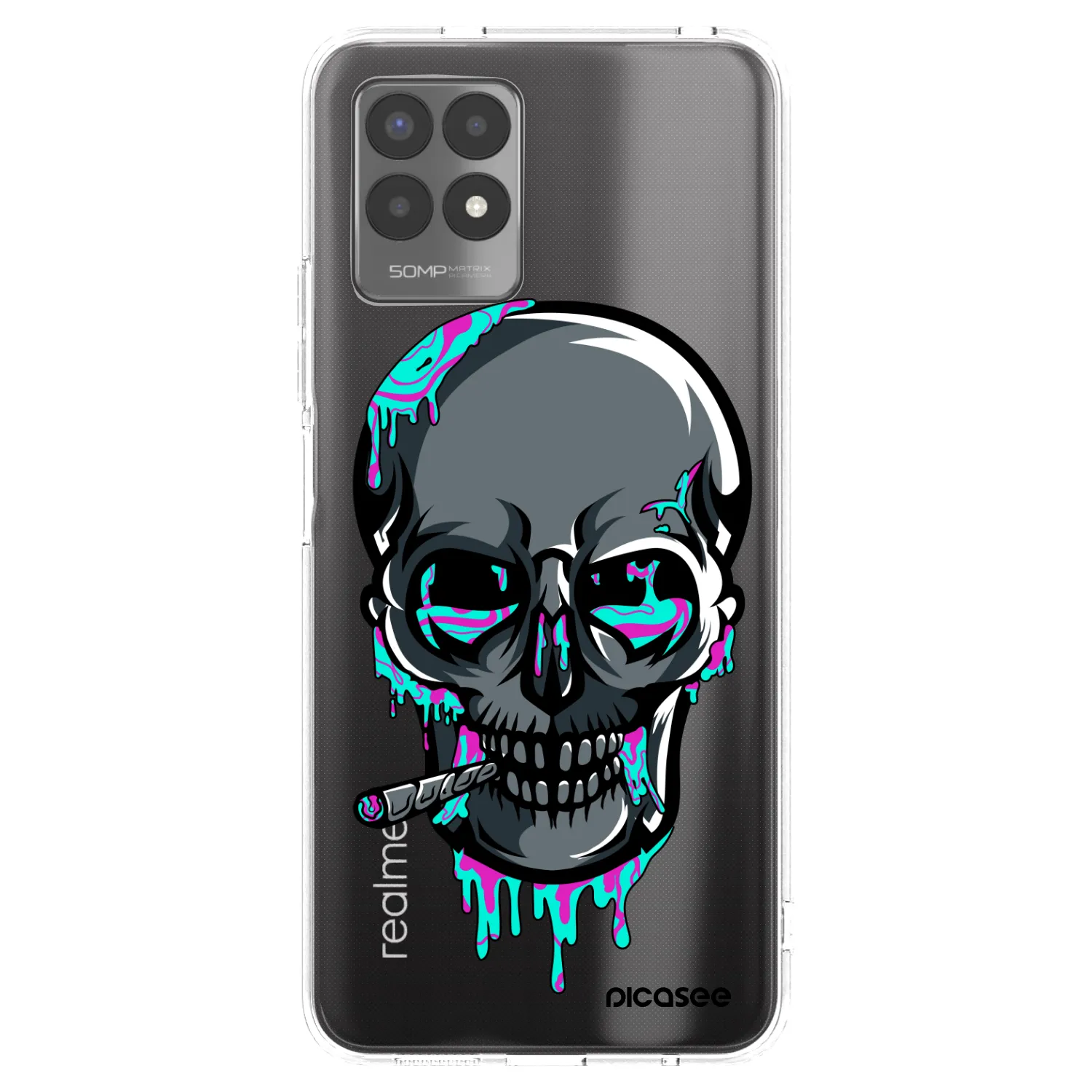 Silikónový prehľadný obal pre Realme 8i - EARTH - Lebka 3.0