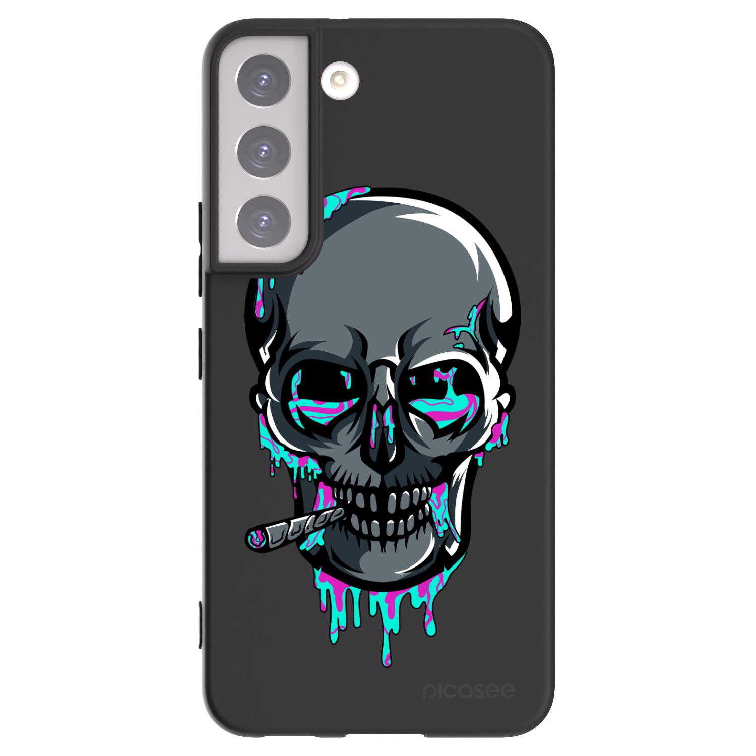 Picasee silikónový čierny obal pre Samsung Galaxy S22 5G - EARTH - Lebka 3.0