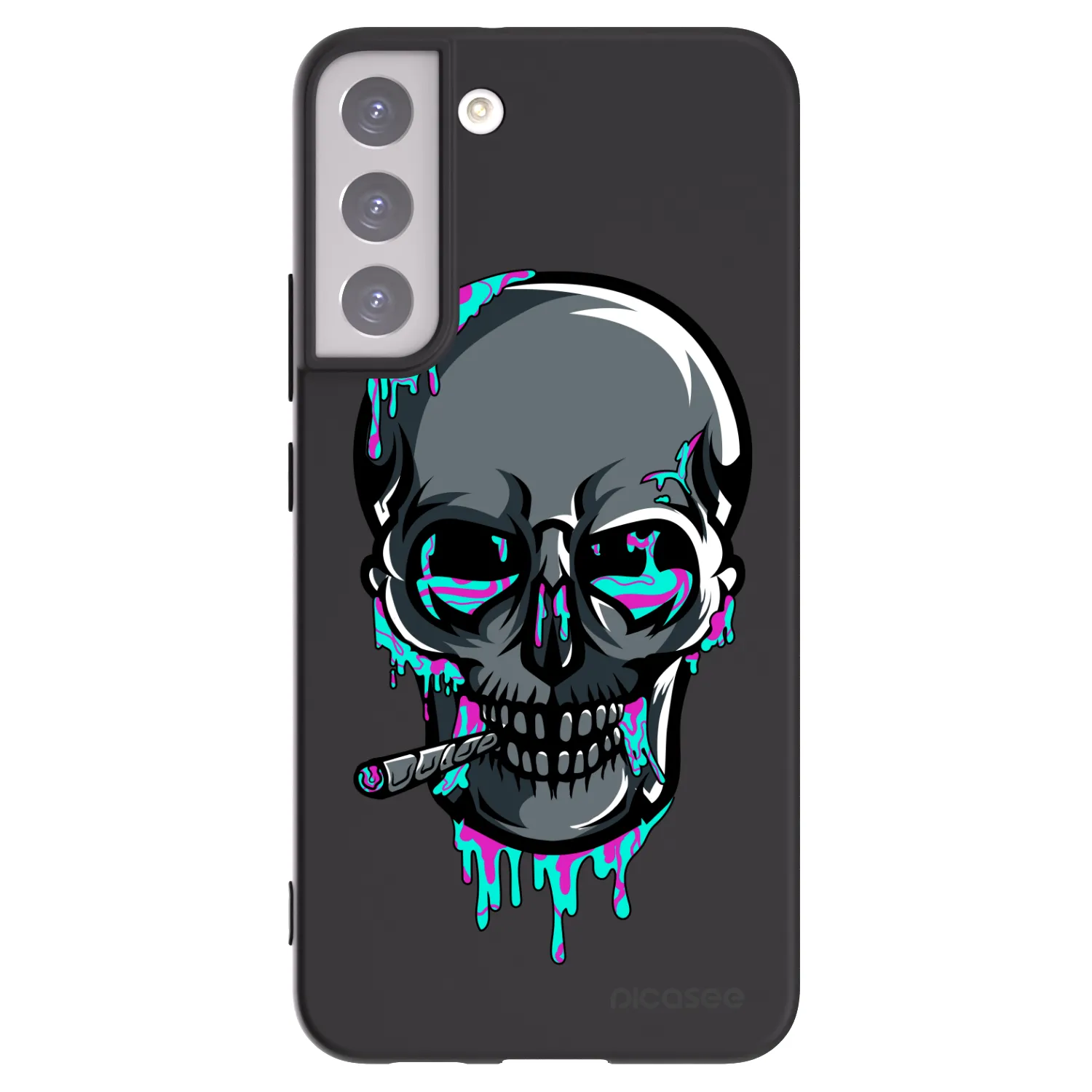 Picasee silikónový čierny obal pre Samsung Galaxy S22+ 5G - EARTH - Lebka 3.0