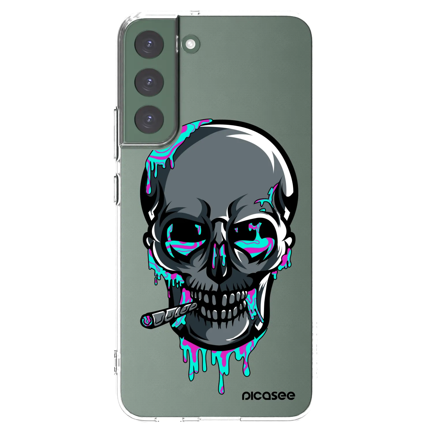 Picasee silikónový prehľadný obal pre Samsung Galaxy S22+ 5G - EARTH - Lebka 3.0