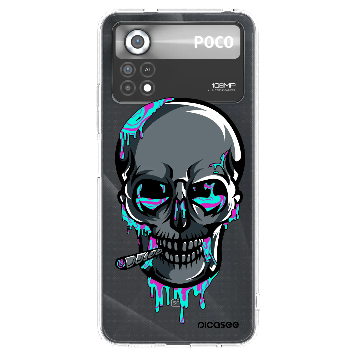 Picasee silikónový prehľadný obal pre Xiaomi Poco X4 Pro 5G - EARTH - Lebka 3.0