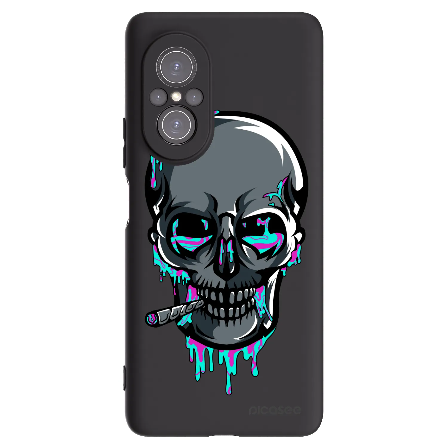Picasee silikónový čierny obal pre Huawei Nova 9 SE - EARTH - Lebka 3.0