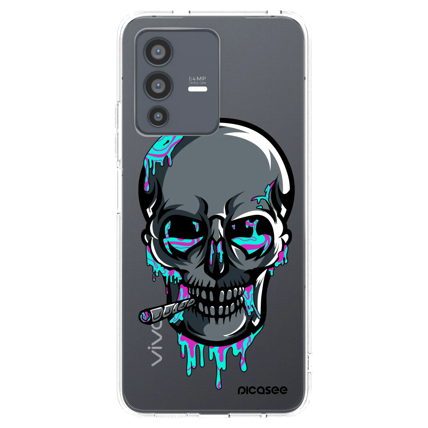 Picasee silikónový prehľadný obal pre Vivo V23 5G - EARTH - Lebka 3.0