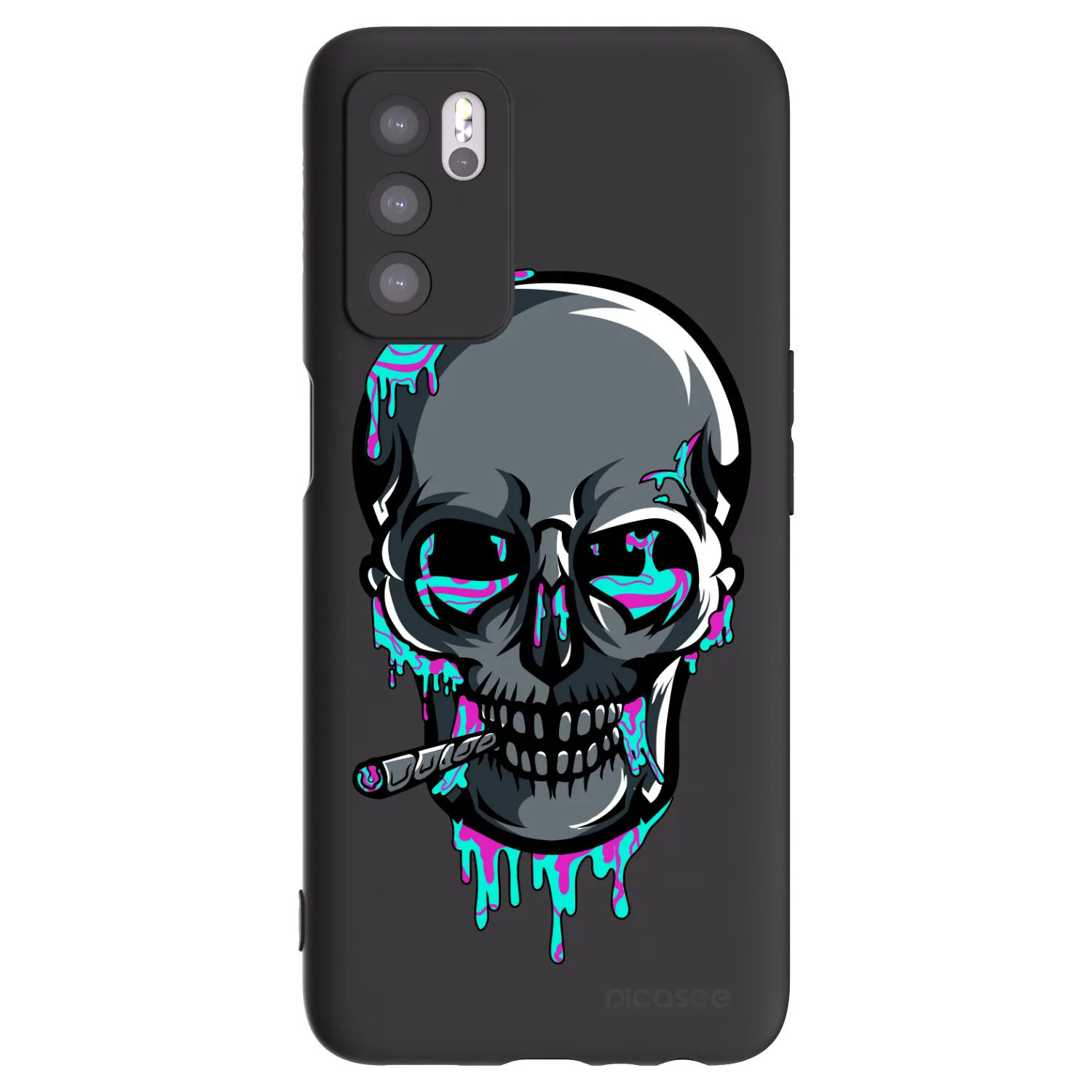 Picasee silikónový čierny obal pre OPPO A16s - EARTH - Lebka 3.0