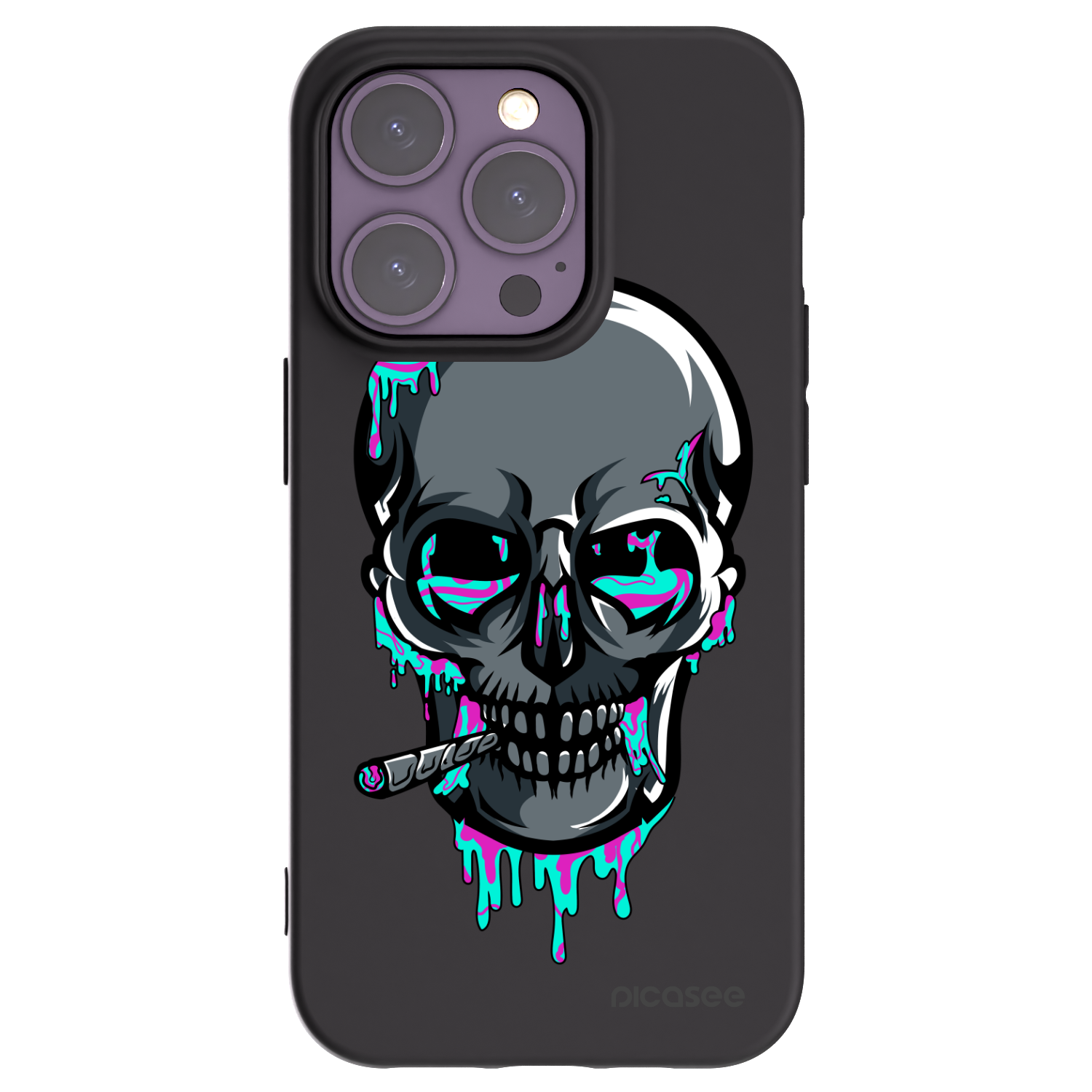 Picasee silikónový čierny obal pre Apple iPhone 14 Pro - EARTH - Lebka 3.0