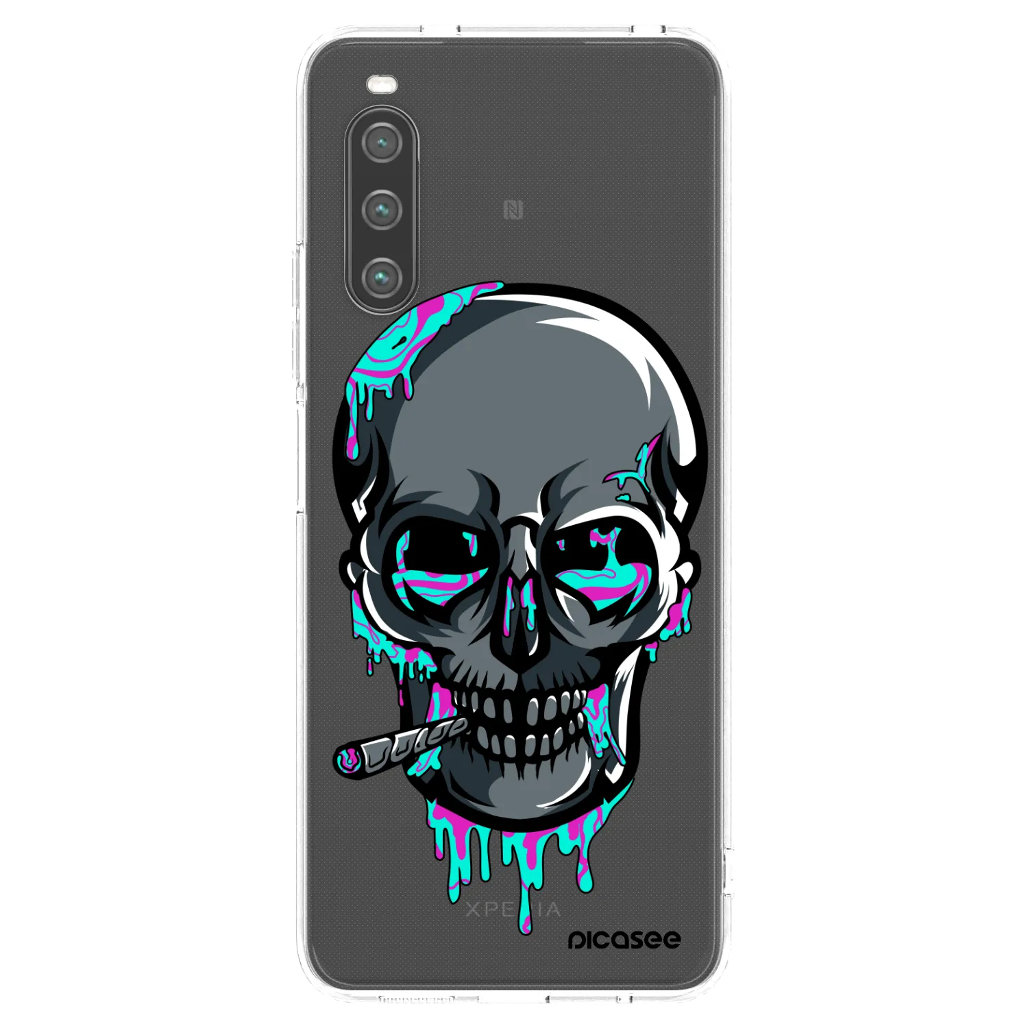 Picasee silikónový prehľadný obal pre Sony Xperia 10 IV 5G - EARTH - Lebka 3.0