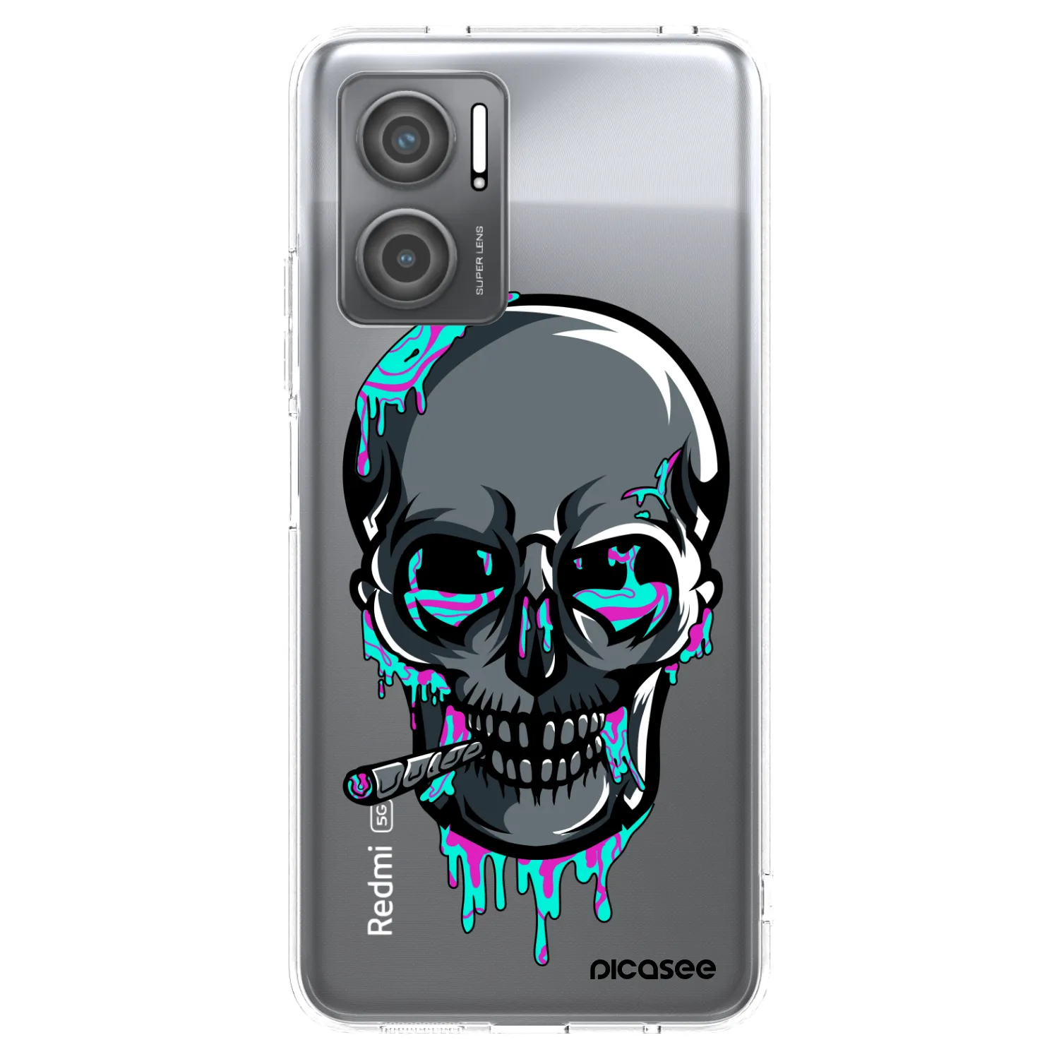 Picasee silikónový prehľadný obal pre Xiaomi Redmi 10 5G - EARTH - Lebka 3.0