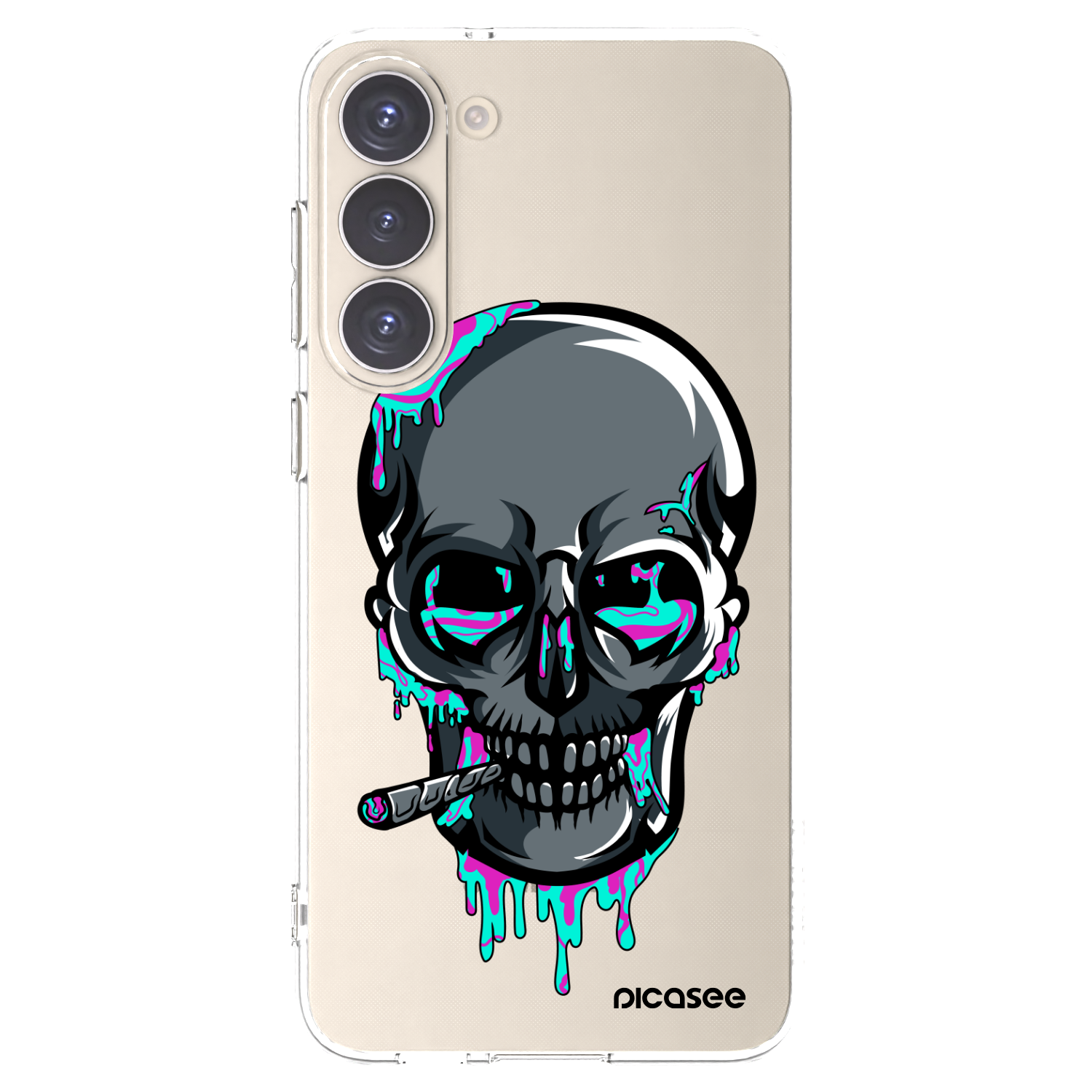 Picasee silikónový prehľadný obal pre Samsung Galaxy S23+ 5G - EARTH - Lebka 3.0