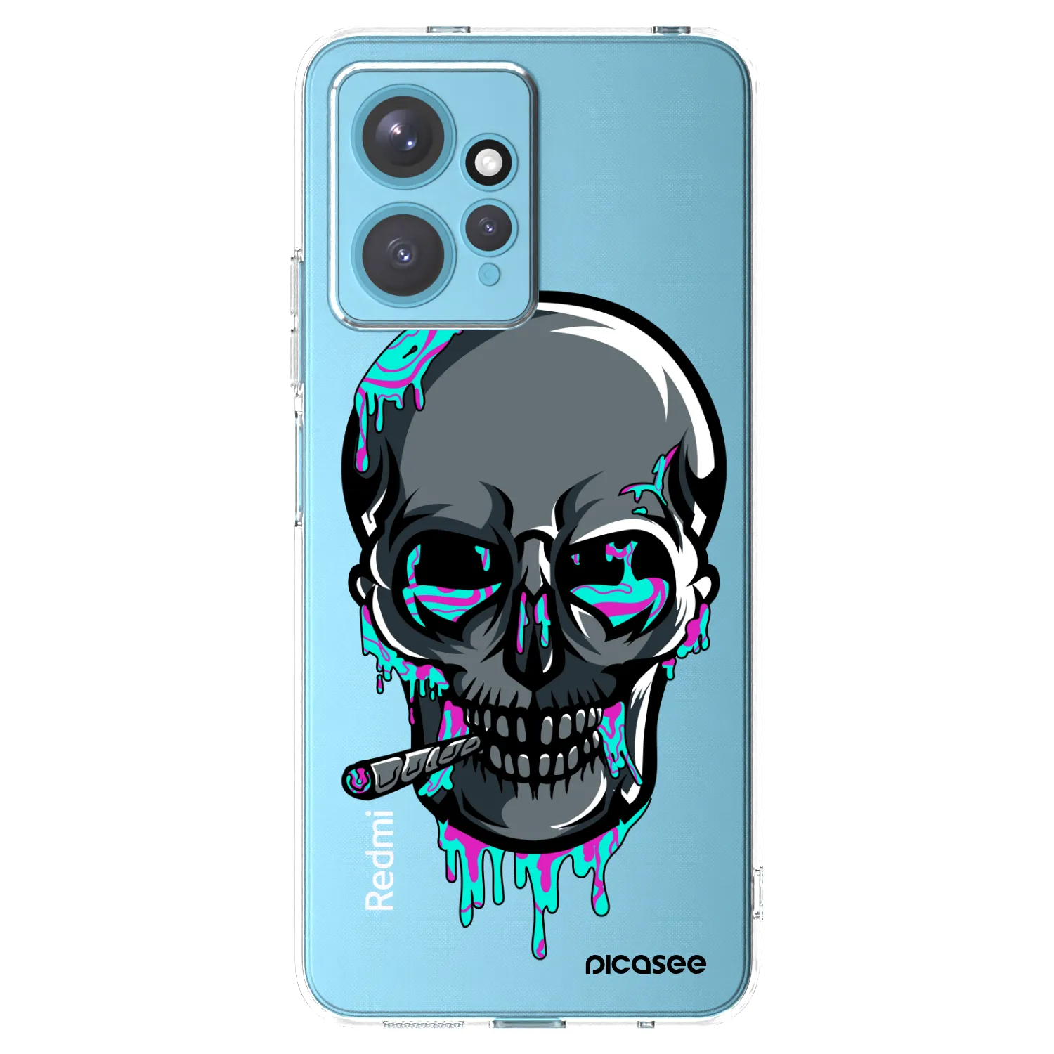 Picasee silikónový prehľadný obal pre Xiaomi Redmi Note 12 4G - EARTH - Lebka 3.0