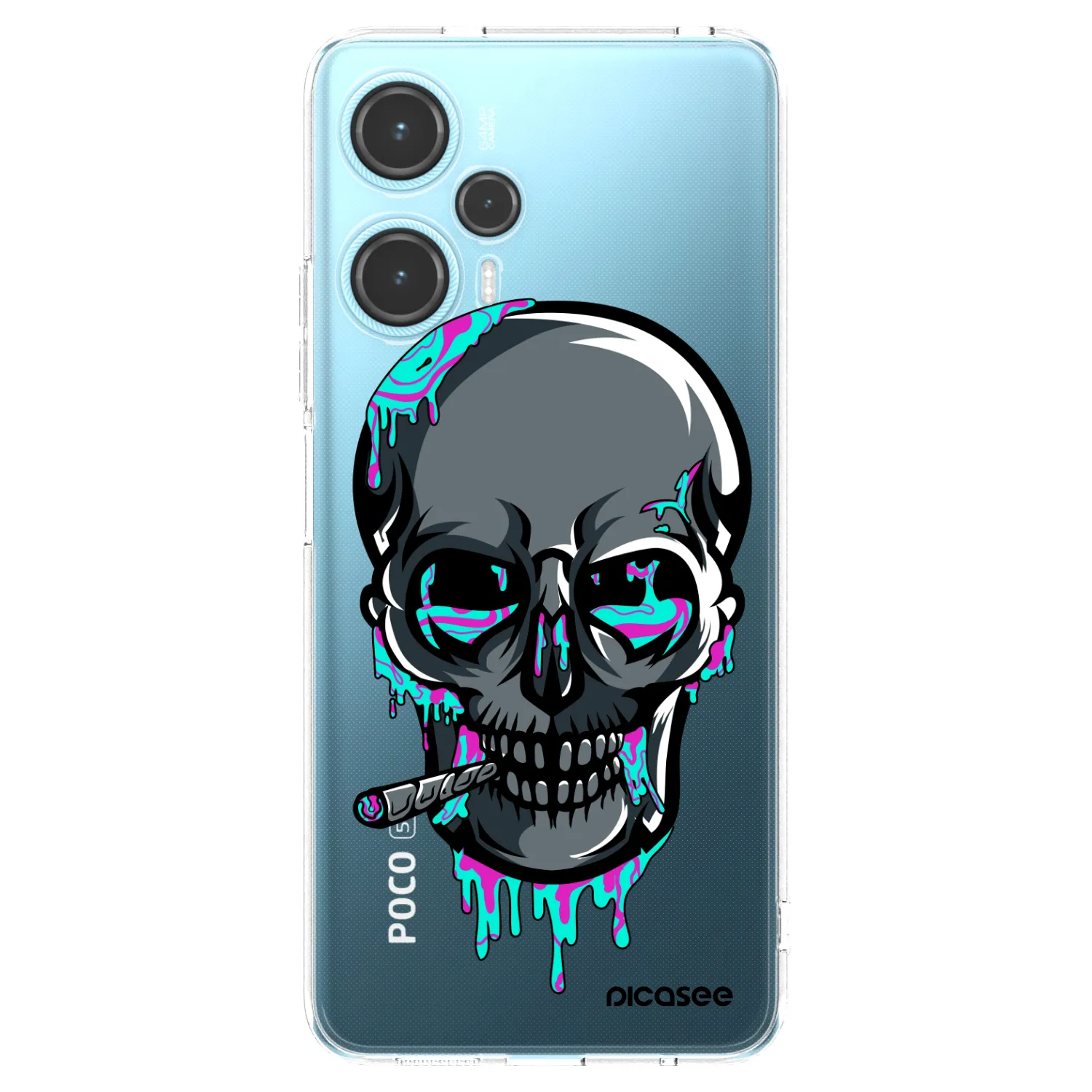 Silikónový prehľadný obal pre Xiaomi Poco F5 - EARTH - Lebka 3.0