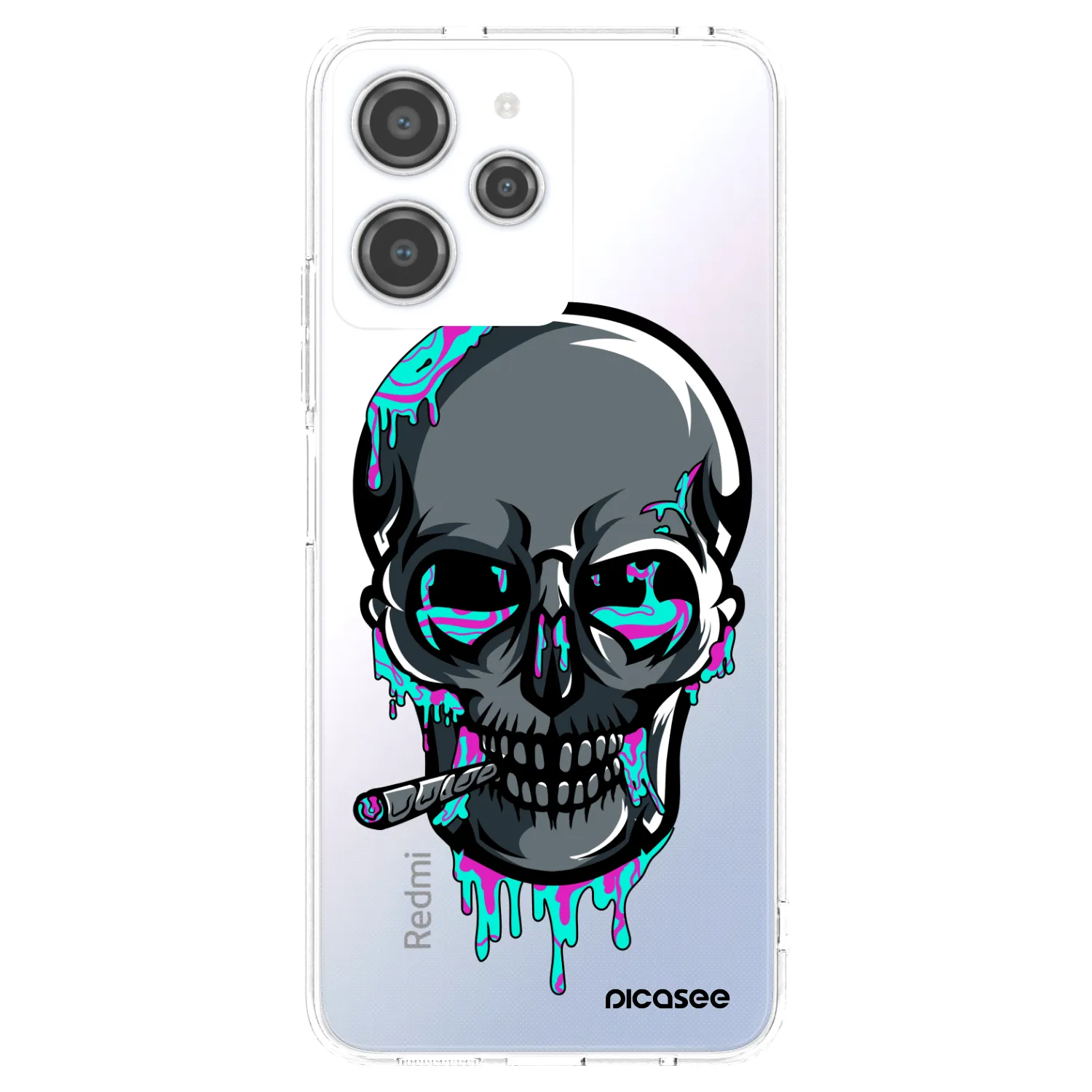 Picasee silikónový prehľadný obal pre Xiaomi Redmi 12 4G - EARTH - Lebka 3.0