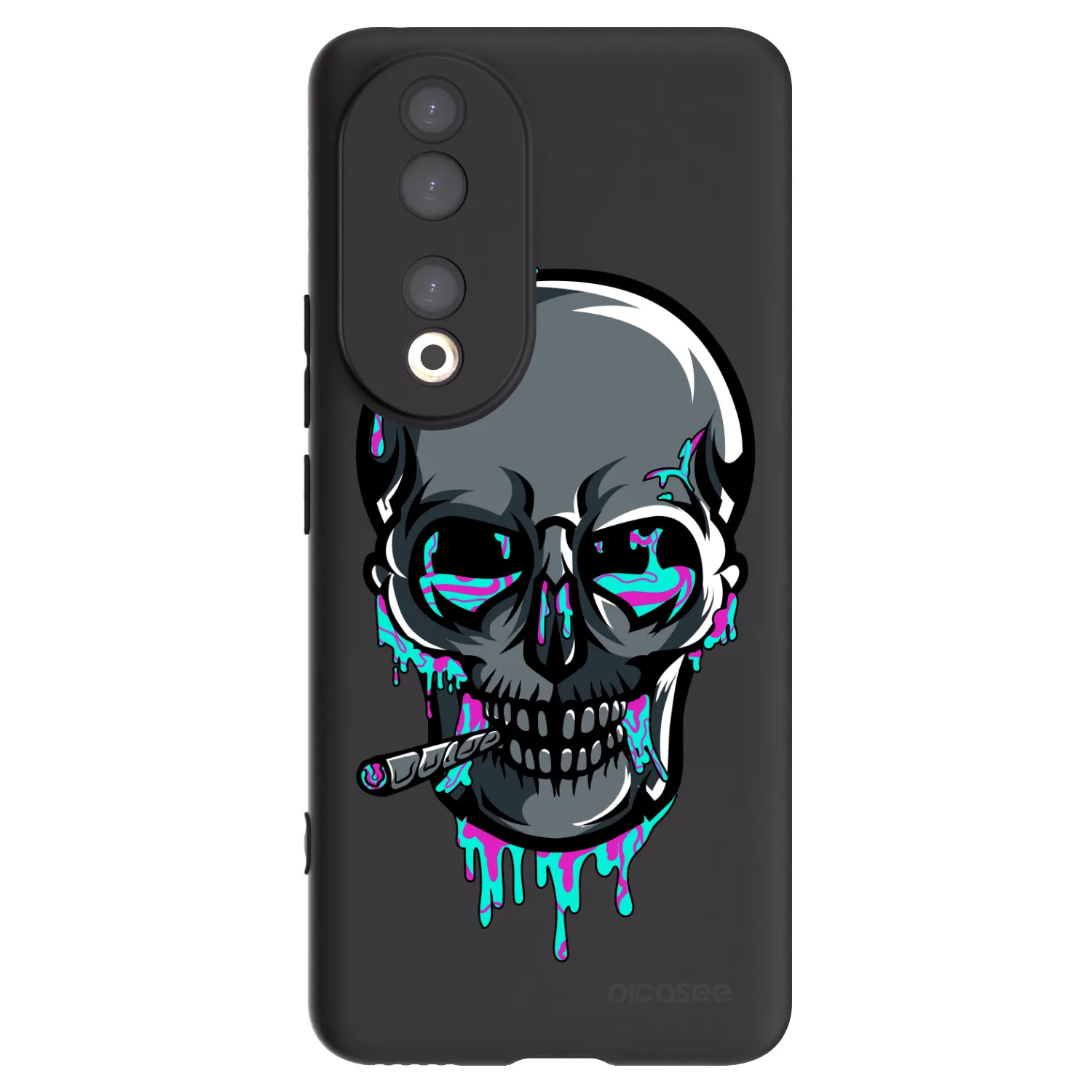 Silikónový čierny obal pre Honor 90 5G - EARTH - Lebka 3.0
