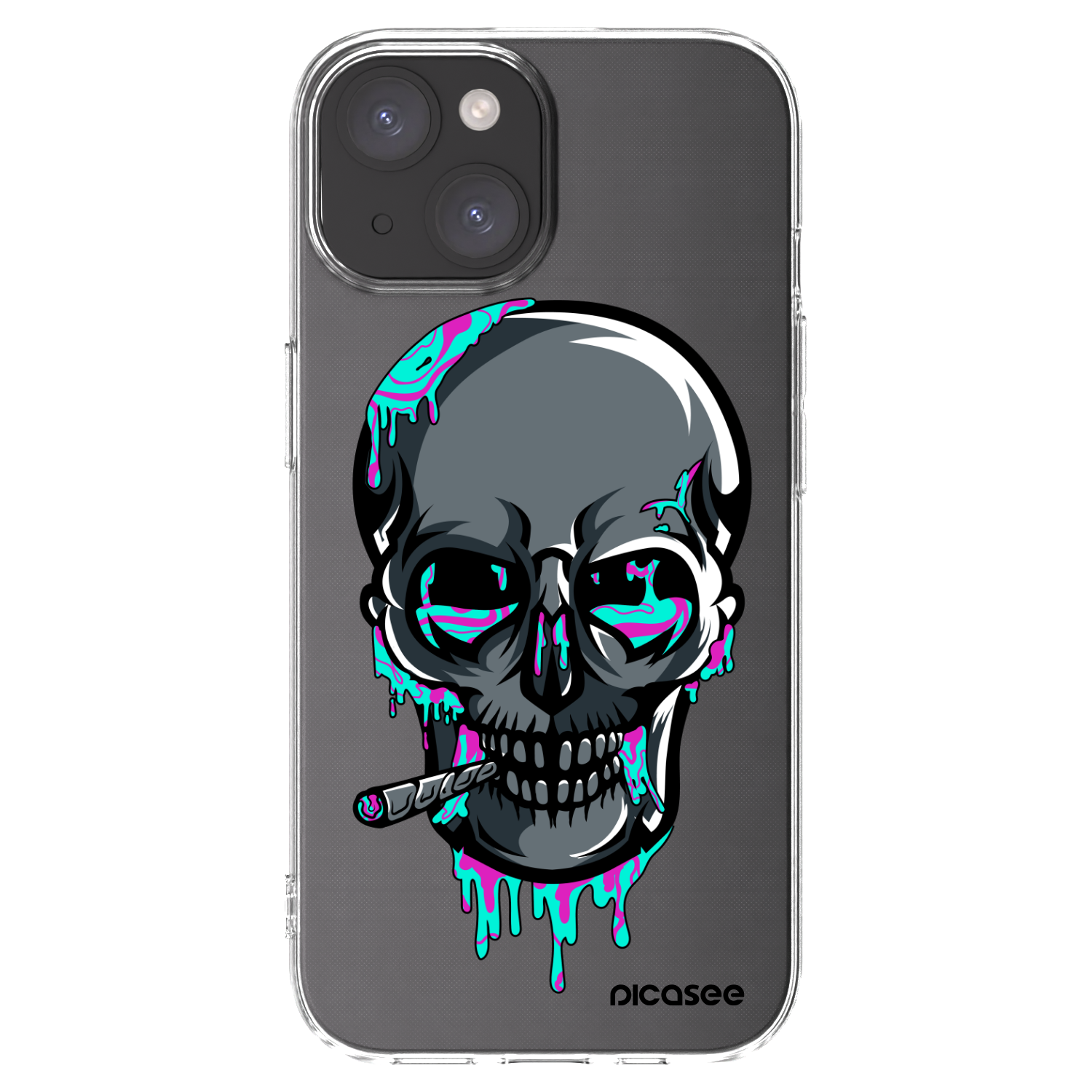 Picasee silikónový prehľadný obal pre Apple iPhone 15 - EARTH - Lebka 3.0