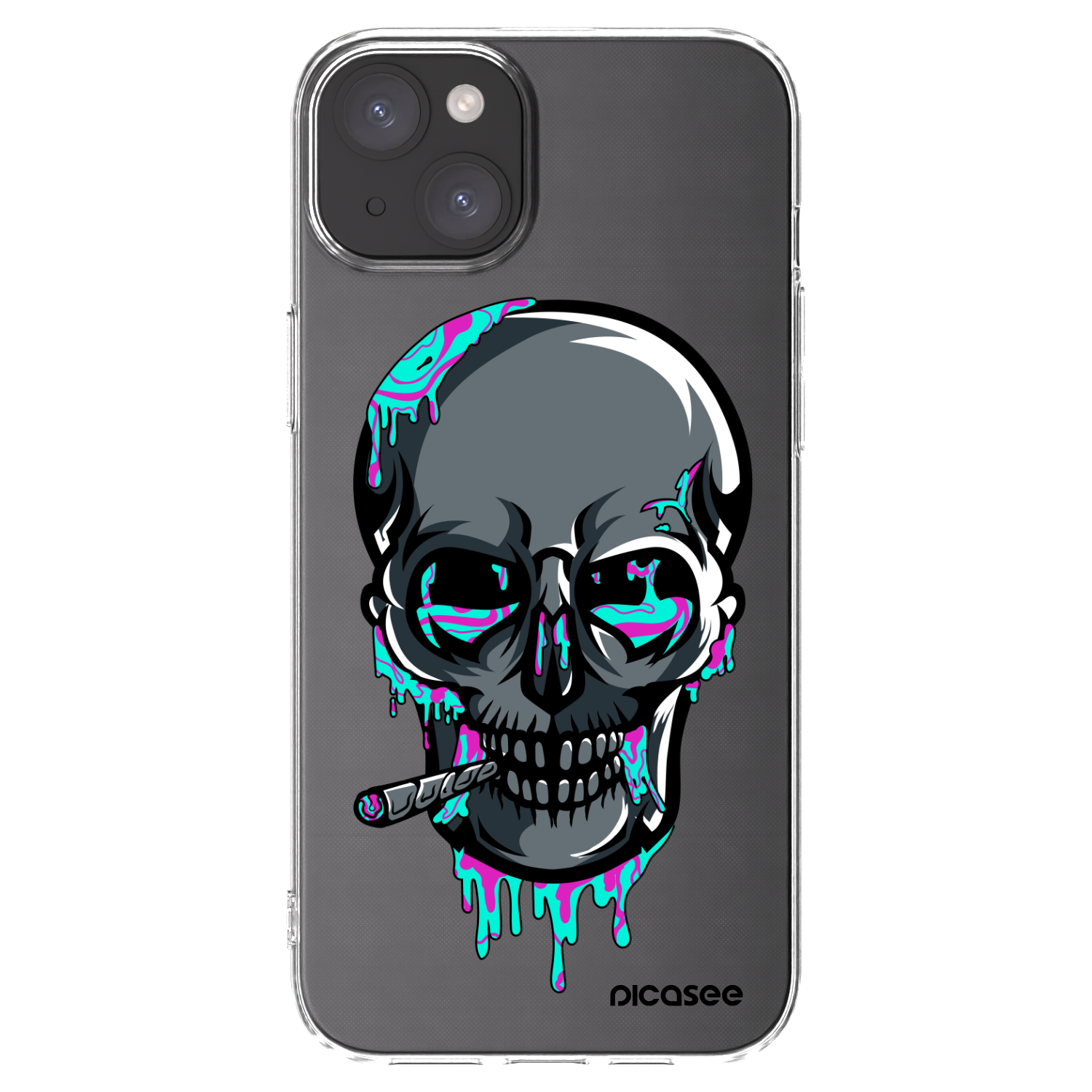 Silikónový prehľadný obal pre Apple iPhone 15 Plus - EARTH - Lebka 3.0