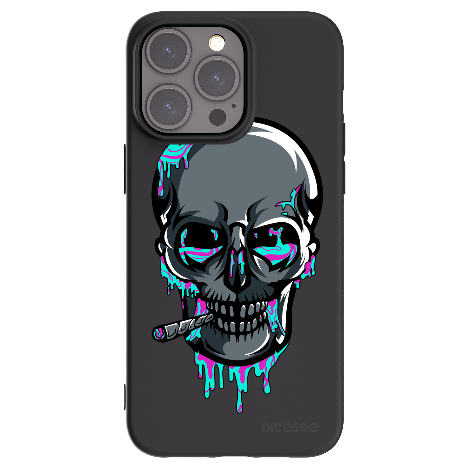 Silikónový čierny obal pre Apple iPhone 15 Pro Max - EARTH - Lebka 3.0