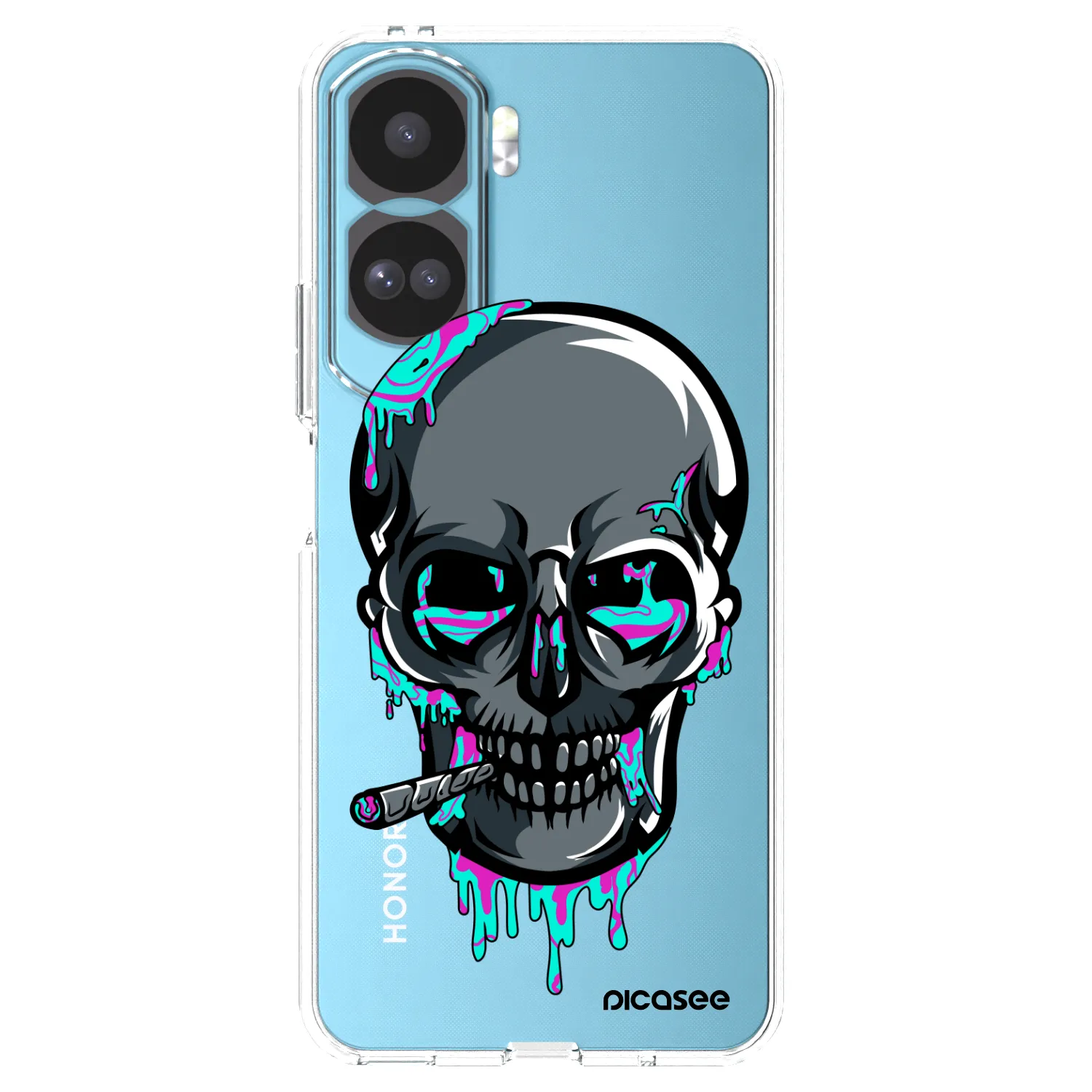 Picasee silikónový prehľadný obal pre Honor 90 Lite 5G - EARTH - Lebka 3.0