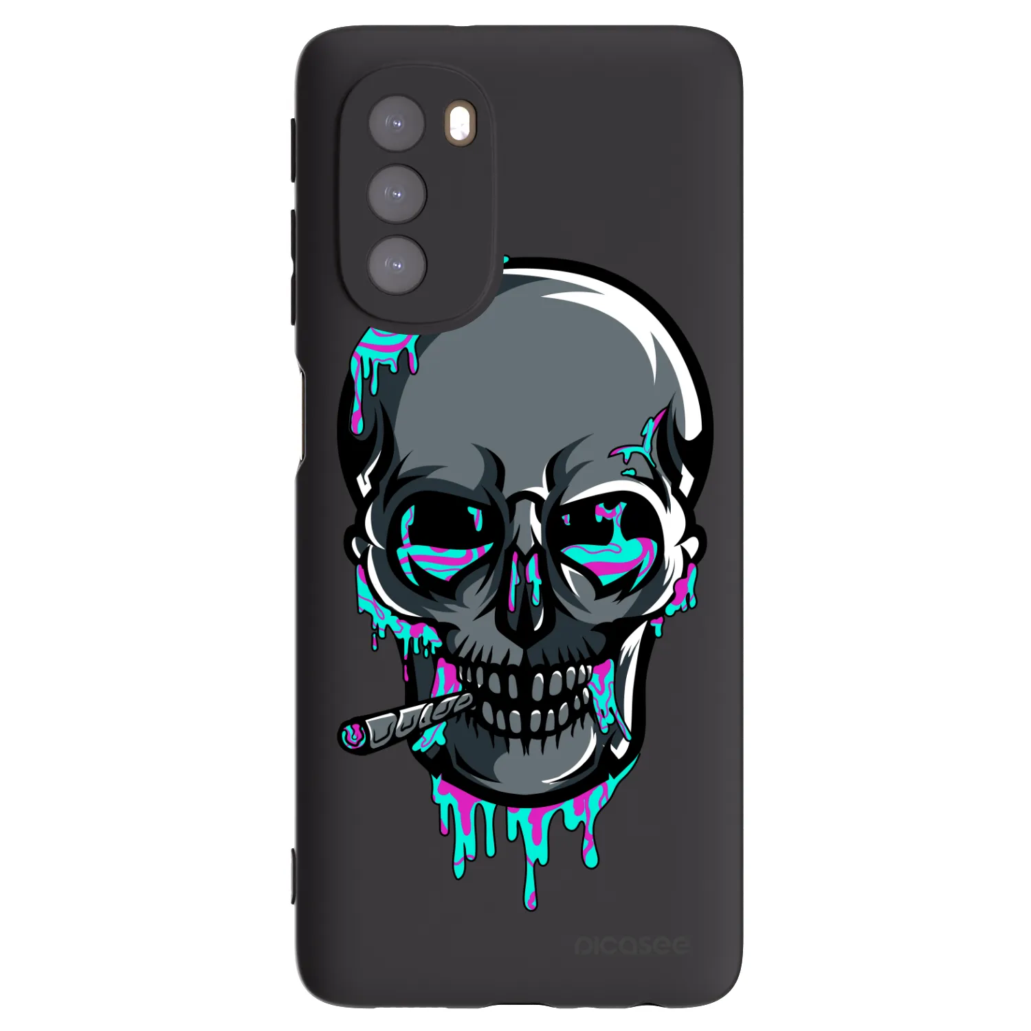 Picasee silikónový čierny obal pre Motorola Moto G51 - EARTH - Lebka 3.0