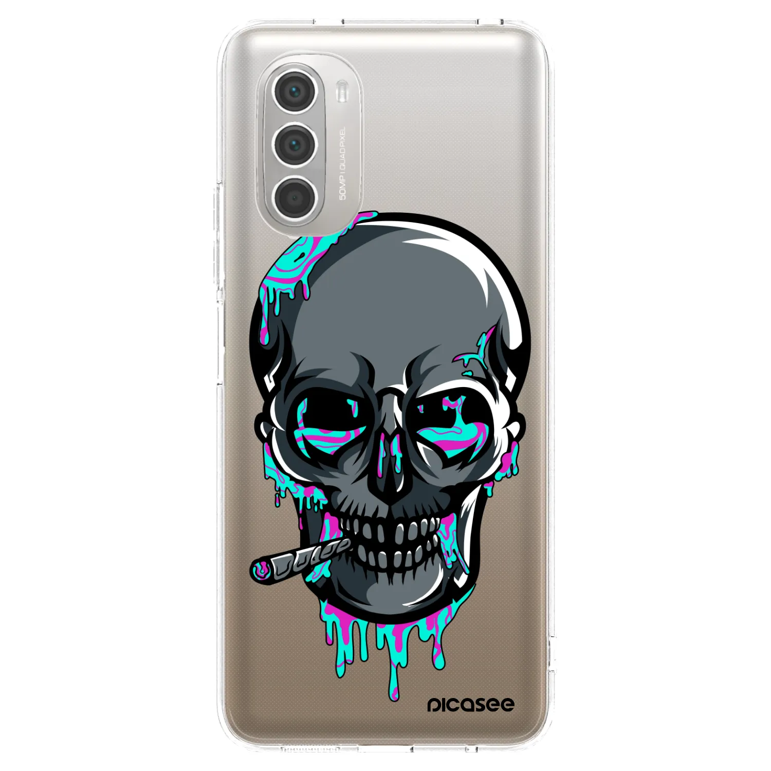 Picasee silikónový prehľadný obal pre Motorola Moto G51 - EARTH - Lebka 3.0