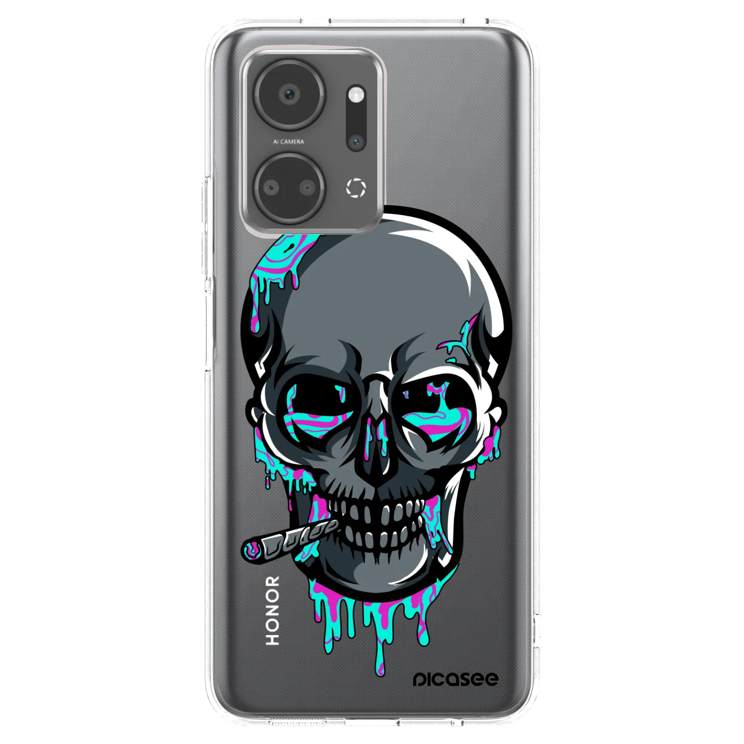 Picasee silikónový prehľadný obal pre Honor X7a - EARTH - Lebka 3.0