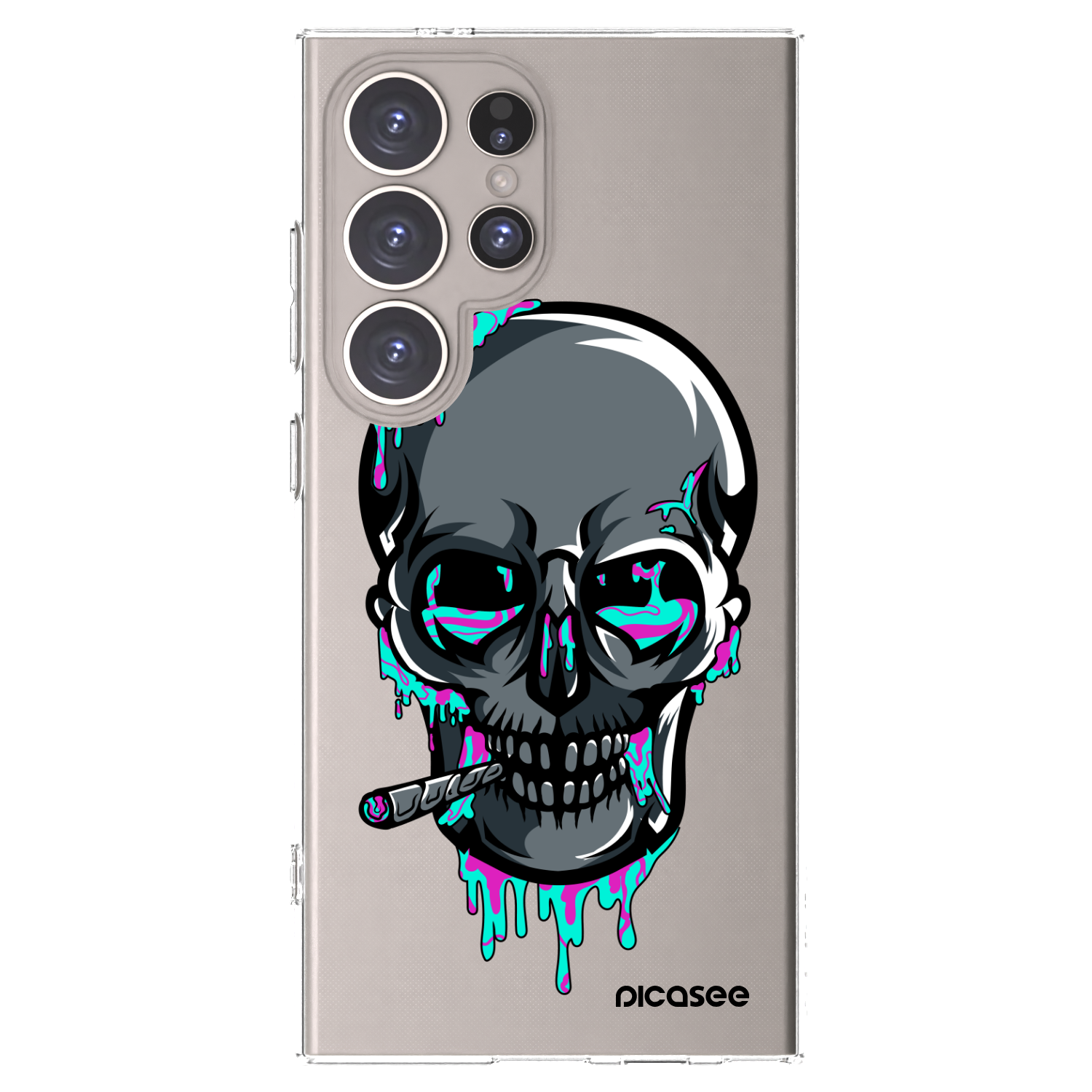 Picasee silikónový prehľadný obal pre Samsung Galaxy S24 Ultra S928B 5G - EARTH - Lebka 3.0