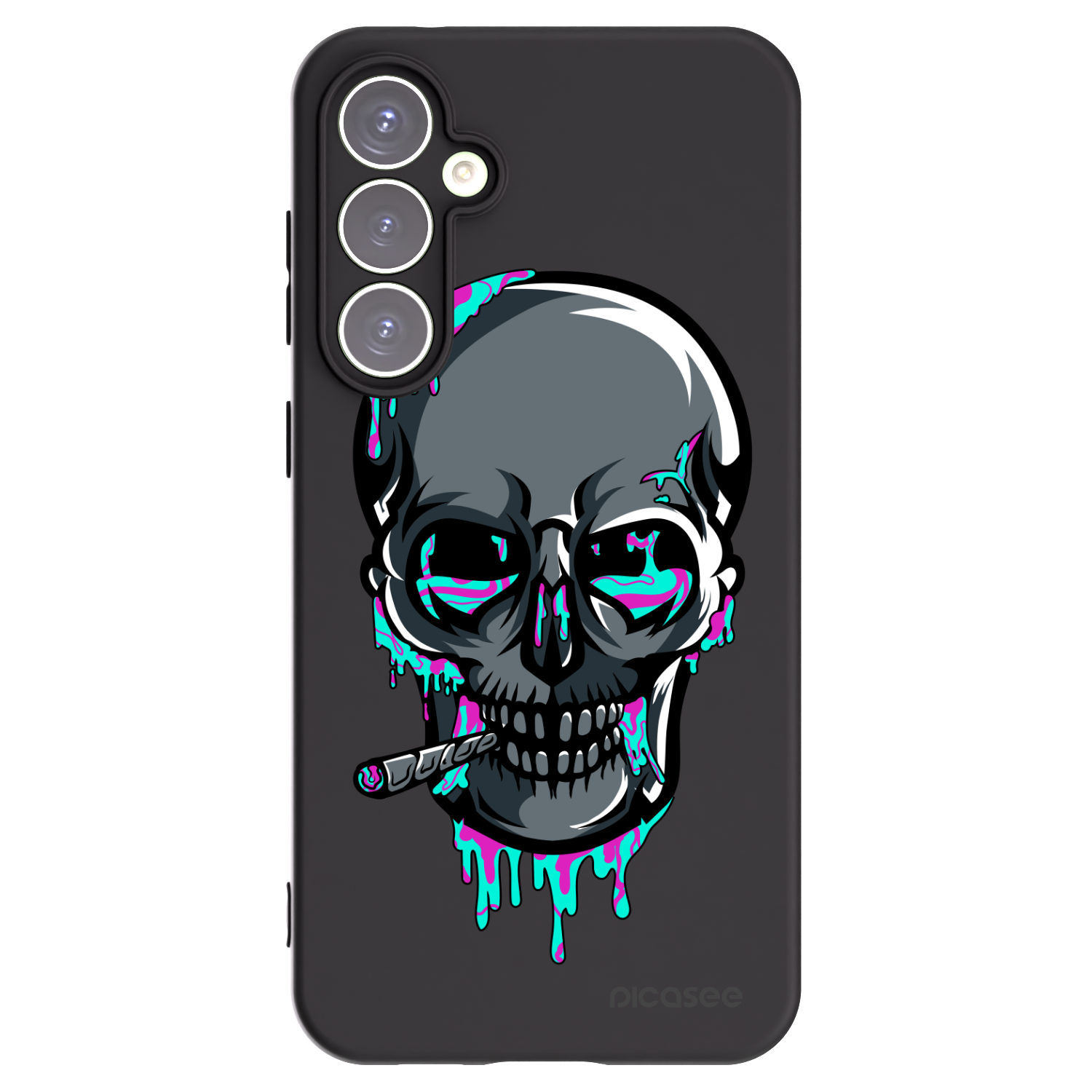 Picasee silikónový čierny obal pre Samsung Galaxy S23 FE S711B - EARTH - Lebka 3.0