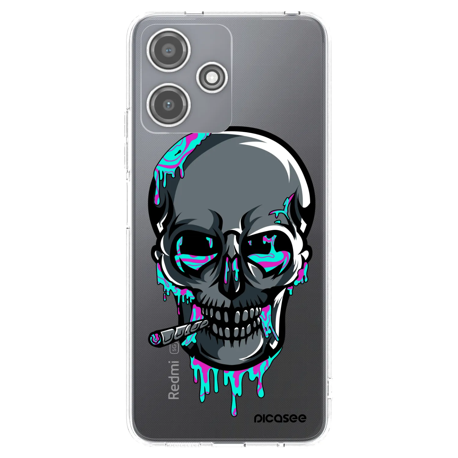 Picasee silikónový prehľadný obal pre Xiaomi Redmi 12 5G - EARTH - Lebka 3.0